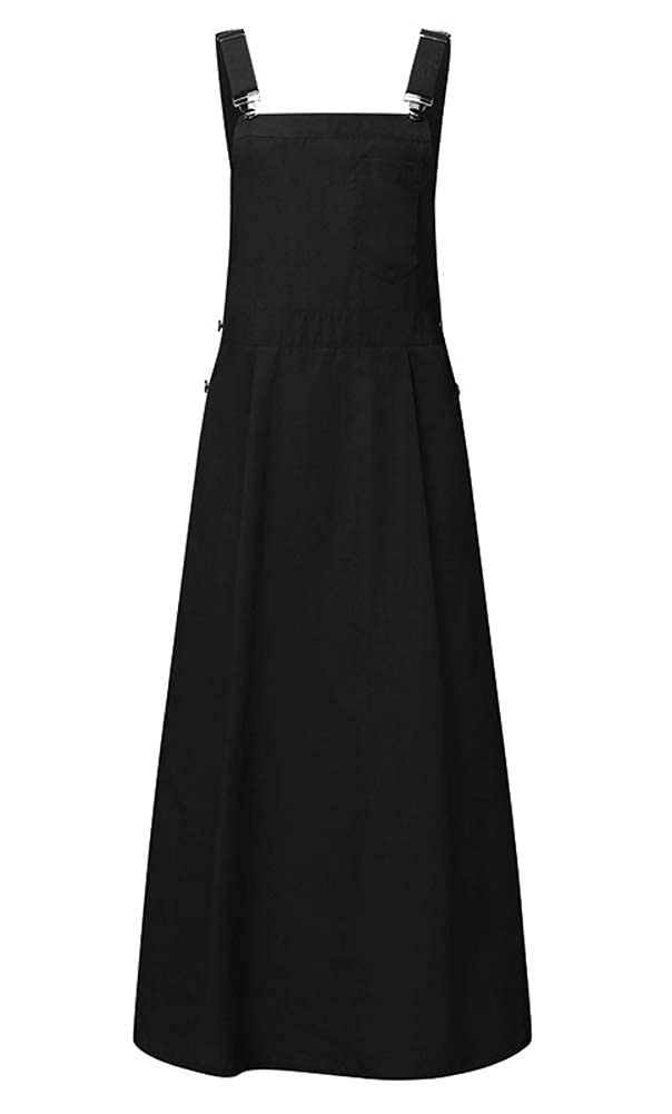 Hotmiss Women's Adjustable Strap A-Line Pinafore Bib Maxi Long Overall Dress - Stylish Casual Outfit for Spring/Summer, Date Night & Vacation