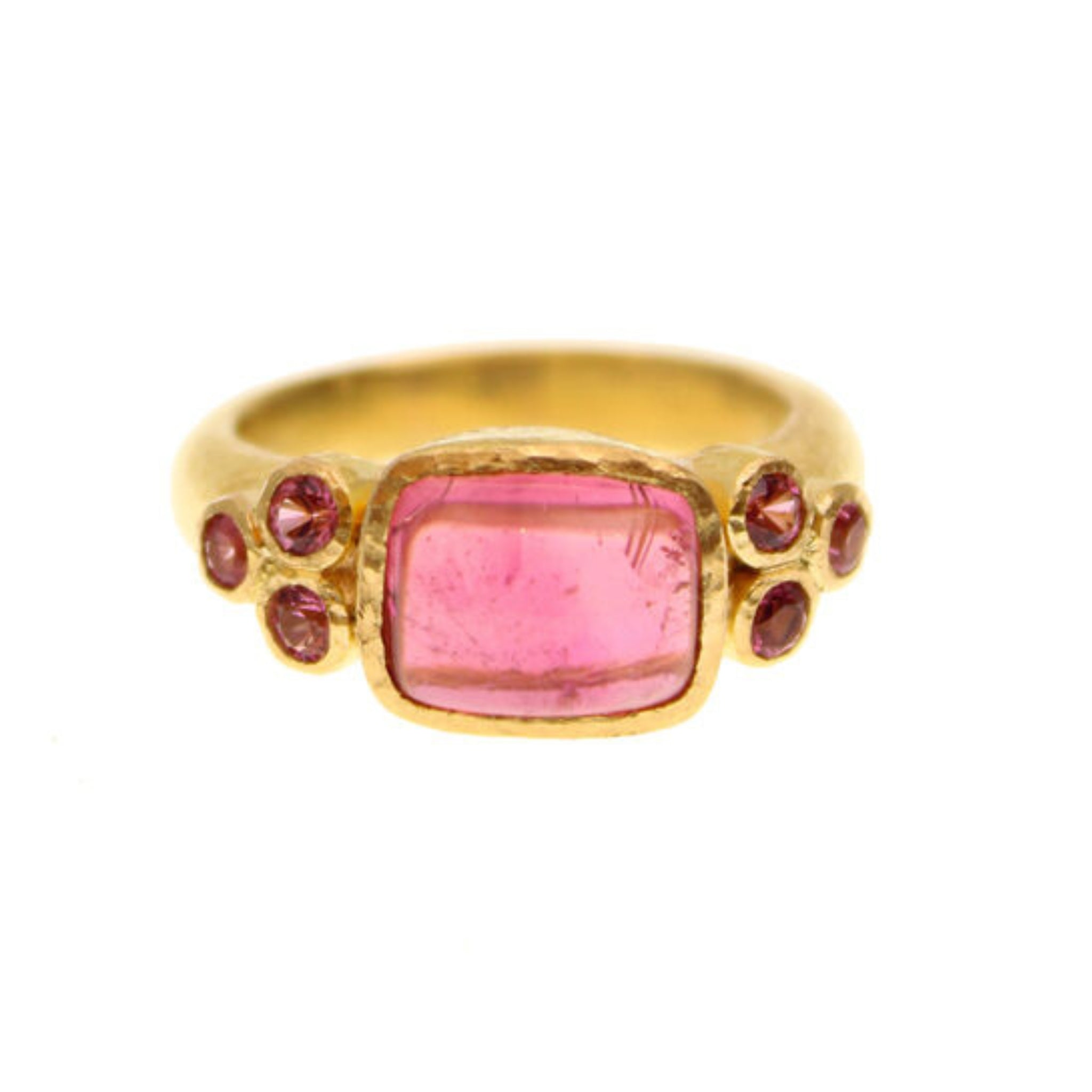 Elizabeth Locke Pink Tourmaline Cabochon & Faceted Triad Ring - Elegant Women's Jewelry for Weddings, Parties & Special Occasions