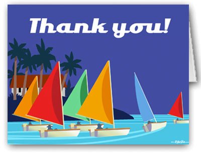 Nautical Thank You Note Cards with Colorful Sailboats - Set of 10 Boxed Cards & Envelopes | Perfect for Boating Enthusiasts, Beach Weddings & Marine-Themed Events