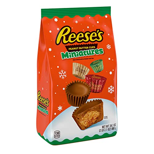 Reese's Miniatures Milk Chocolate Peanut Butter Cups Candy - 34.1 oz Bulk Bag for Christmas Gifts, Party Favors & Holiday Treats | Perfect for Stocking Stuffers, Office Snacks & Family Sharing