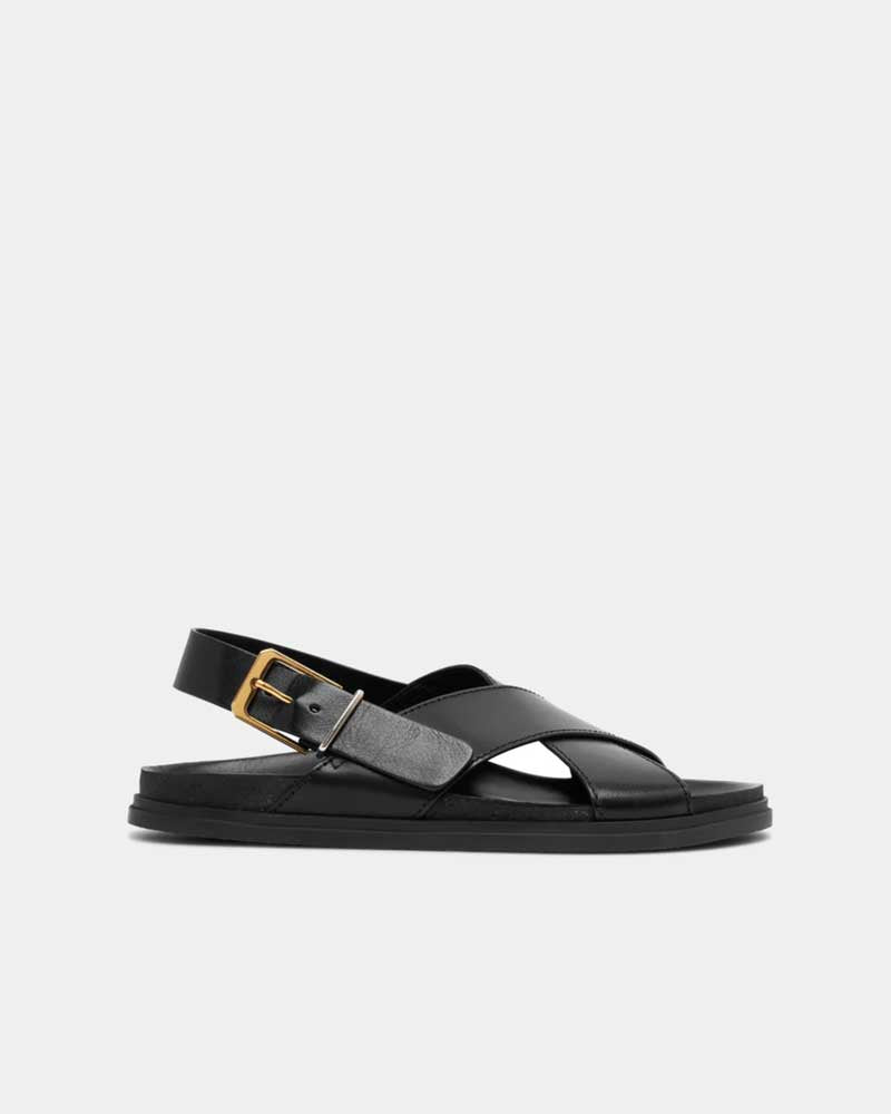 Stylish Black Leather Slingback Sandals with Adjustable Buckle - Perfect for Summer Outfits, Beach Vacations & Casual Wear