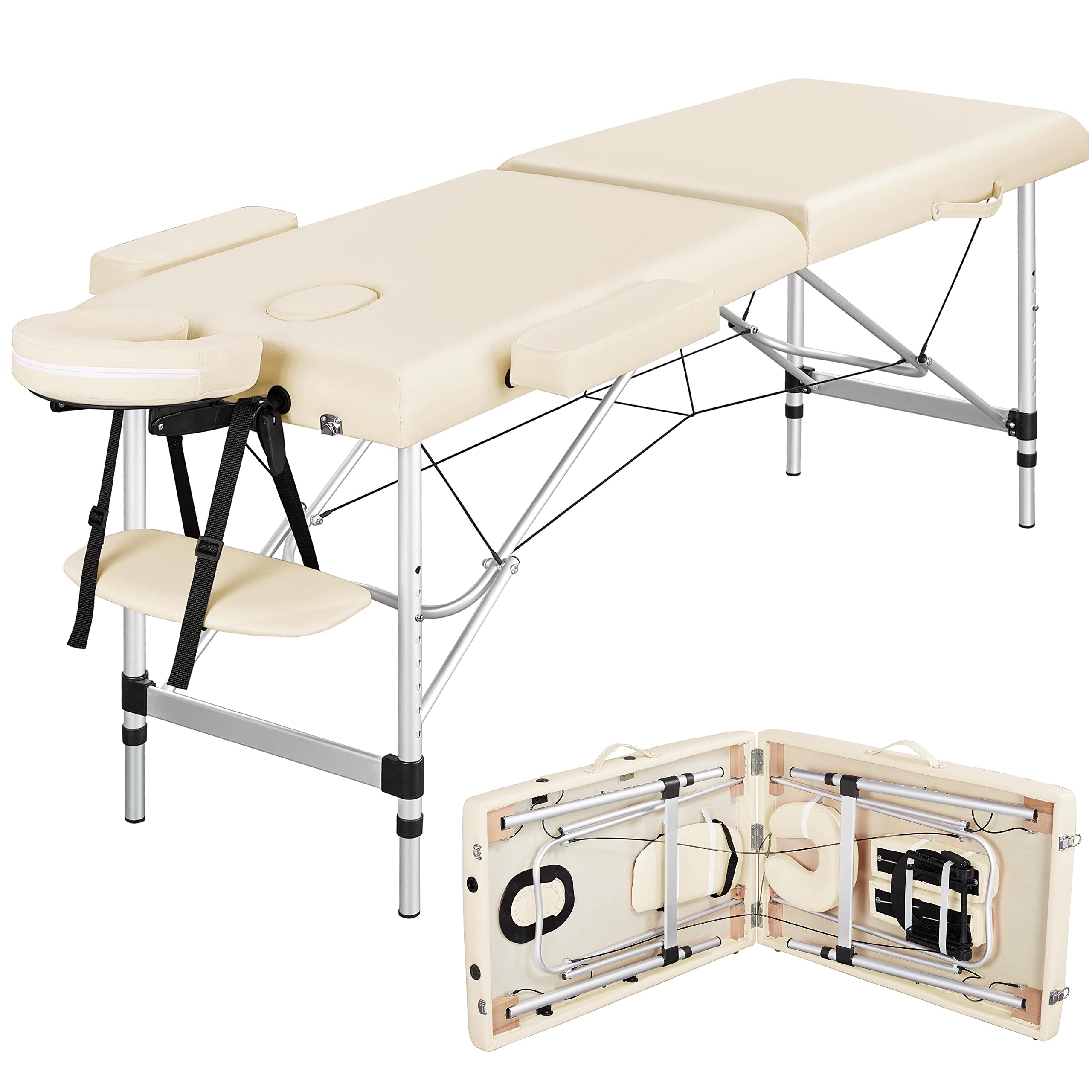 Portable Adjustable Beauty Bed - 60cm Height Aluminium Lash Extension & Massage Table for Tattoo & Spa Treatments | Professional Salon & Home Use