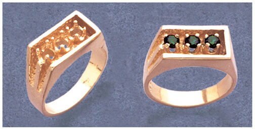 Sterling Silver or 10kt Gold Men's 3 Stone Pre-Notched Blank Nugget Ring - Sizes 9, 10, 11 - Perfect for Wedding Bands, Anniversary Gifts & Everyday Jewelry