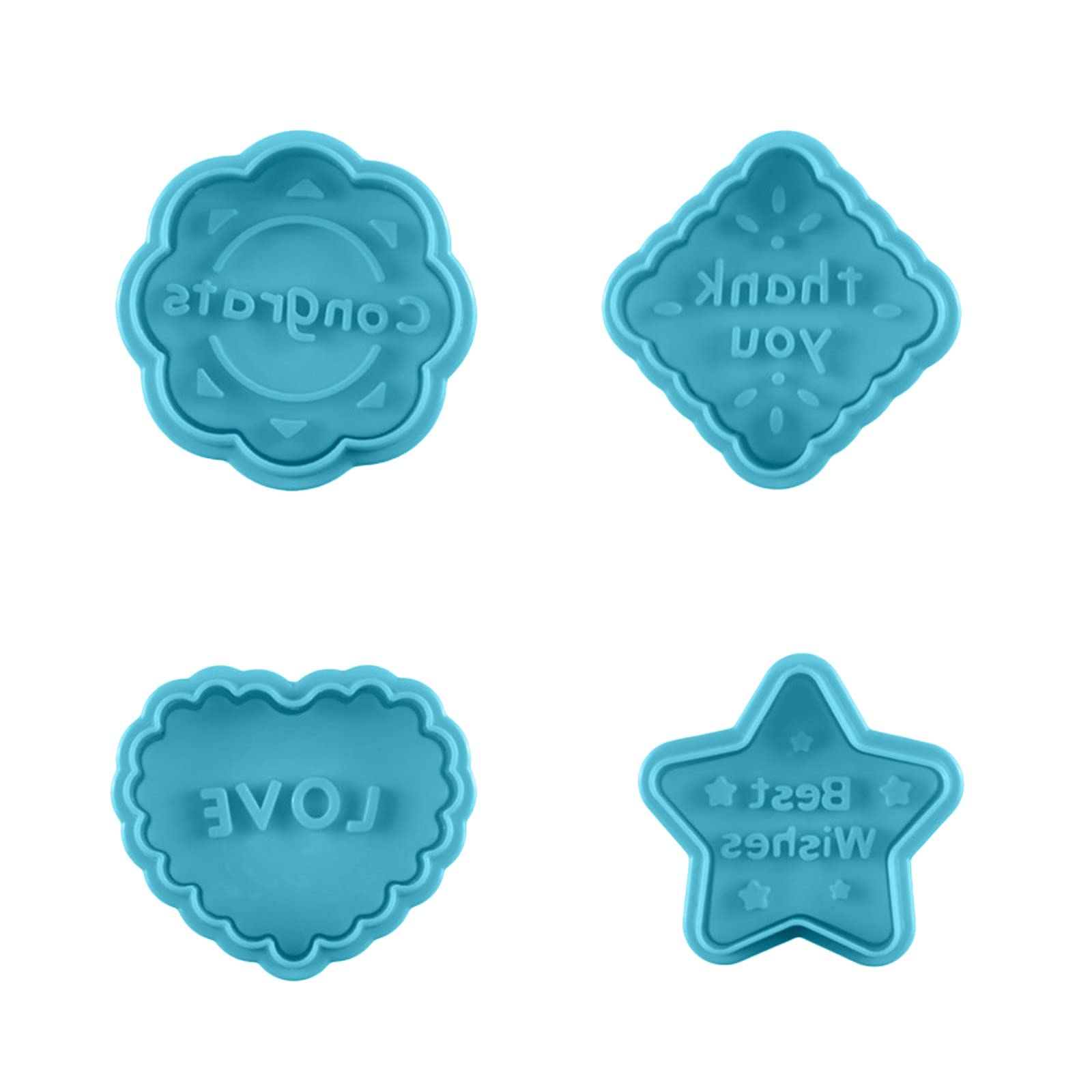 GTMANG 4PC Premium Cookie Cutters Set - Stainless Steel Baking Molds for Christmas, Halloween, Party Cookies - Blue Kitchen Baking Tools for Home, Restaurant & DIY Crafts