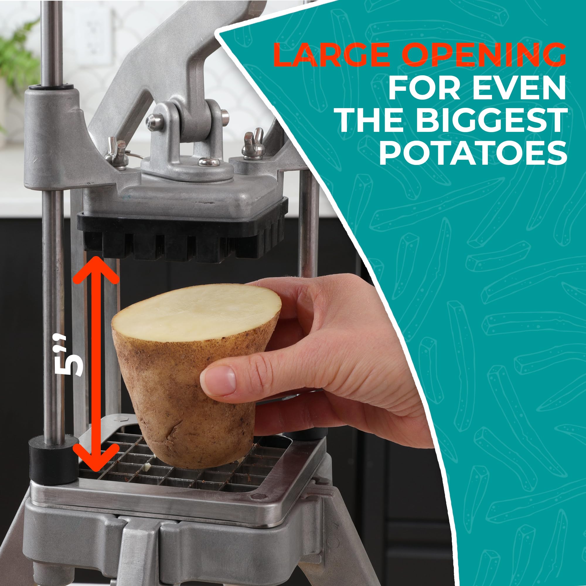 Premium Stainless Steel French Fry Cutter - Commercial Grade Potato & Vegetable Slicer with 1/4