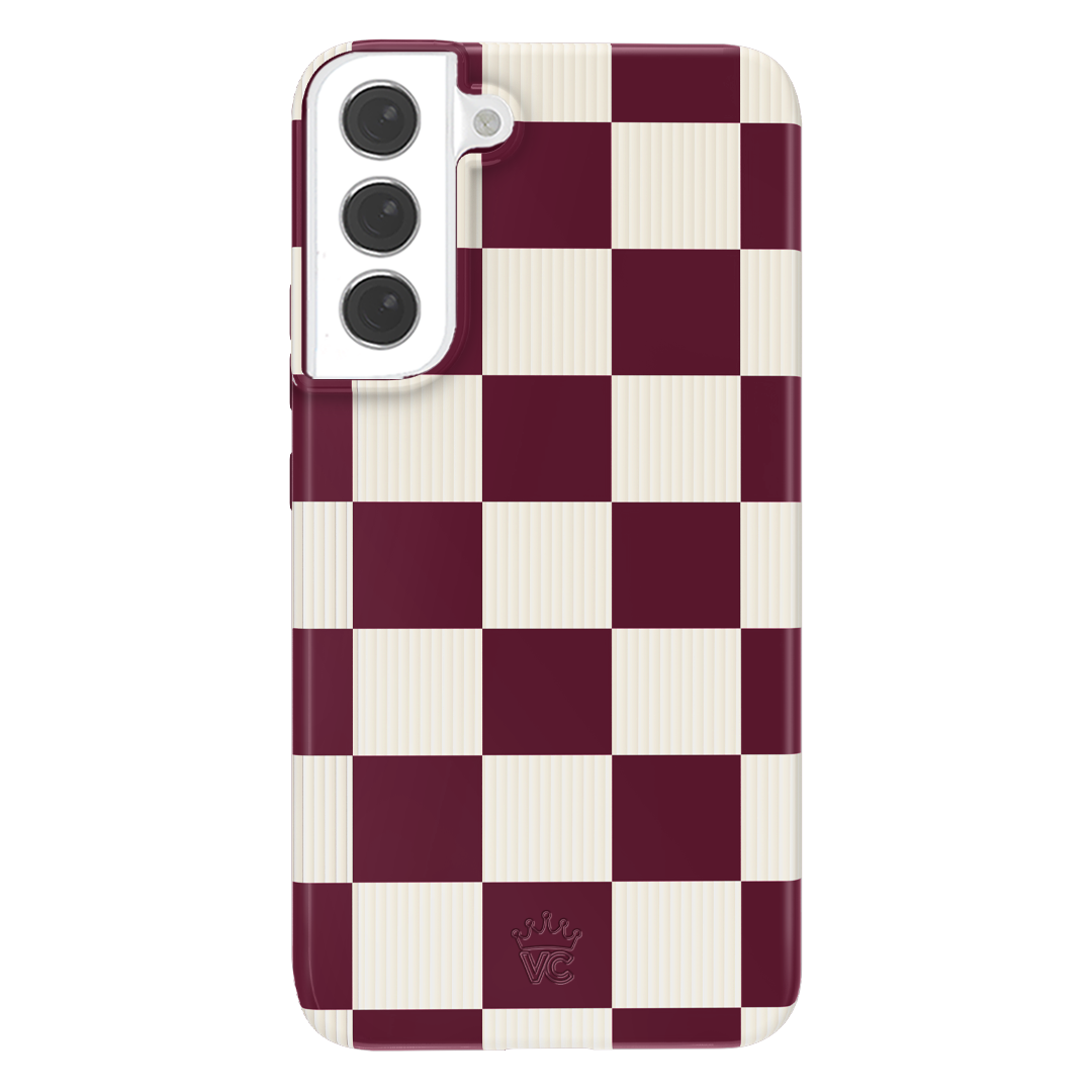 Stylish Burgundy Samsung Phone Case - Trendy Vibe Checker Design | Perfect for Everyday Protection & Fashion Statement