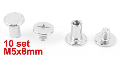 uxcell 5mm x 8mm Nickel Plated Chicago Screw Post for Scrapbooking, Bookbinding & DIY Crafts - 10pcs Set - Perfect for Photo Albums, Journals & Leather Projects