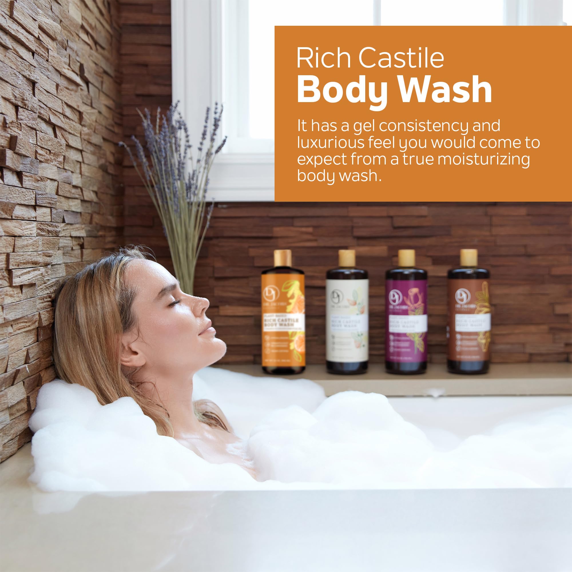 DR. JACOBS NATURALS Castile Orange & Ginger All-Natural Body Wash & Shampoo - Moisturizing for Dry & Sensitive Skin, Plant-Based Ingredients, Gluten-Free, Preservative-Free - 32 oz (Pack of 3) | Gentle Cleansing for Daily Shower & Hair Care