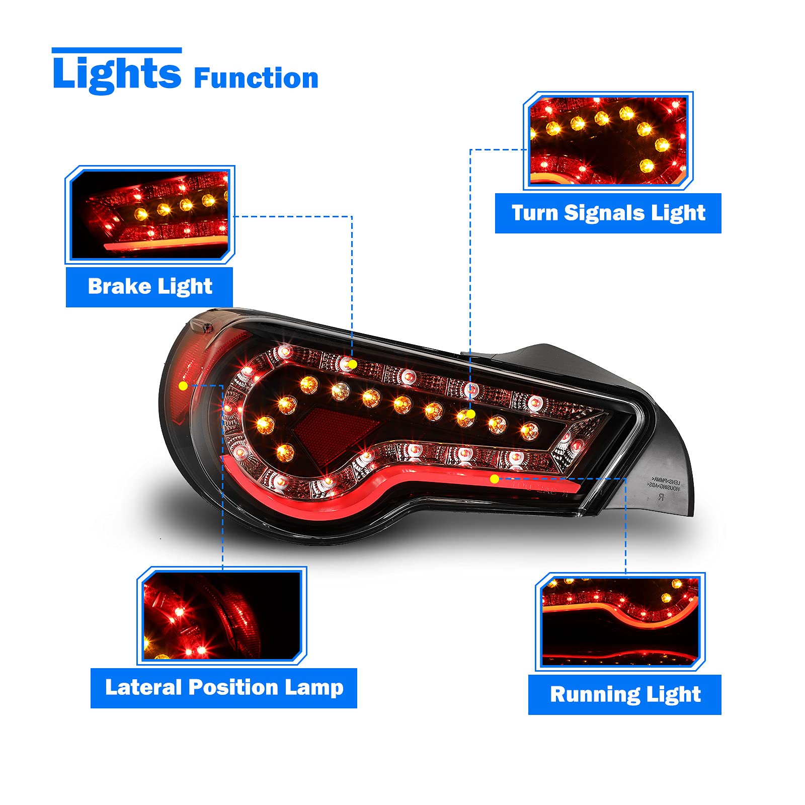 WOLFSTORM LED Tail Lights for 2013-2017 Subaru BRZ, 2013-2016 Scion FRS & 2017 Toyota 86 - Direct Fit Replacement Assembly (Clear Lens) - Enhance Night Visibility & Style for Street Racing & Custom Builds