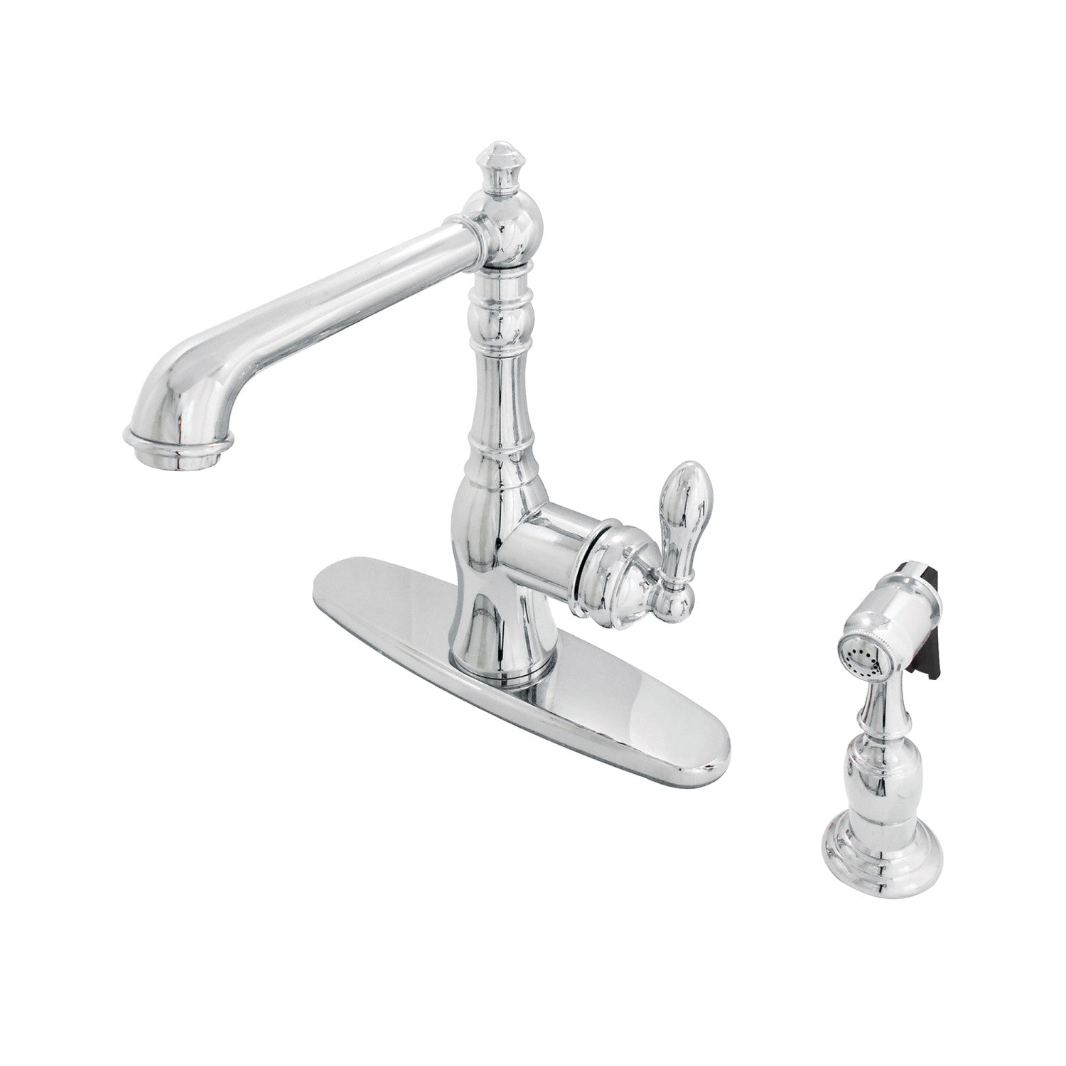 American Classic GSY7201ACLBS Single Handle Deck Mount Kitchen Faucet with Brass Side Sprayer - Polished Chrome Finish for Modern Kitchens & Sinks