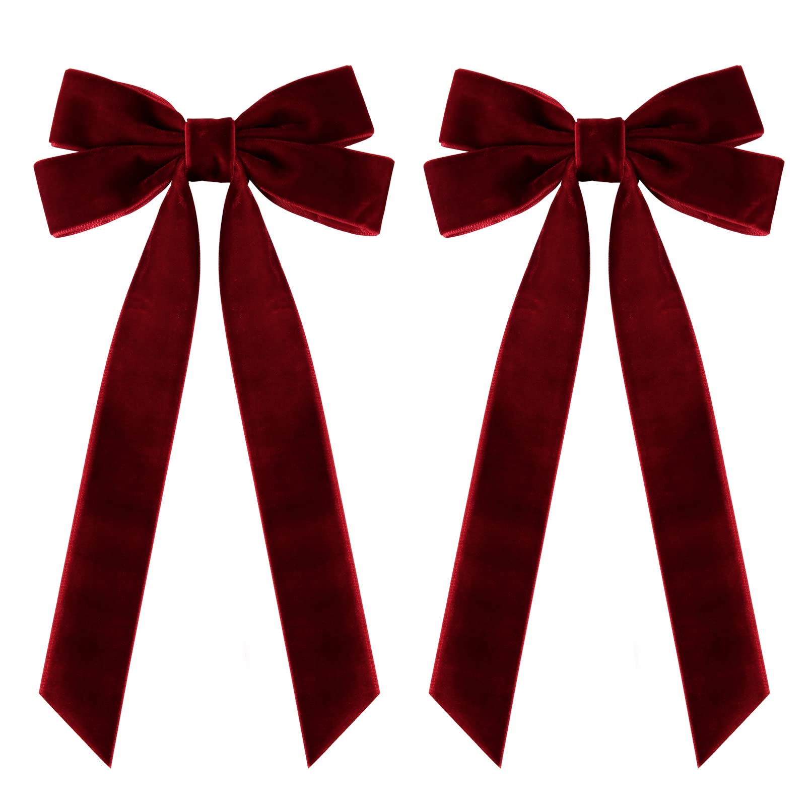 2PCS Velvet Hair Bows - Red Hair Ribbon Clips with Big Fall Alligator Clips for Women, Girls, Toddlers & Kids | Perfect for Parties, Weddings & Everyday Hair Accessories