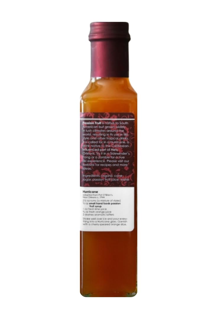 Small Hand Foods Passion Fruit Syrup - 8.5 oz Bottle | 100% Natural Fruit Flavoring for Cocktails, Mocktails, Desserts & Baking | Perfect for Home Bars, Cafes & Gift Giving