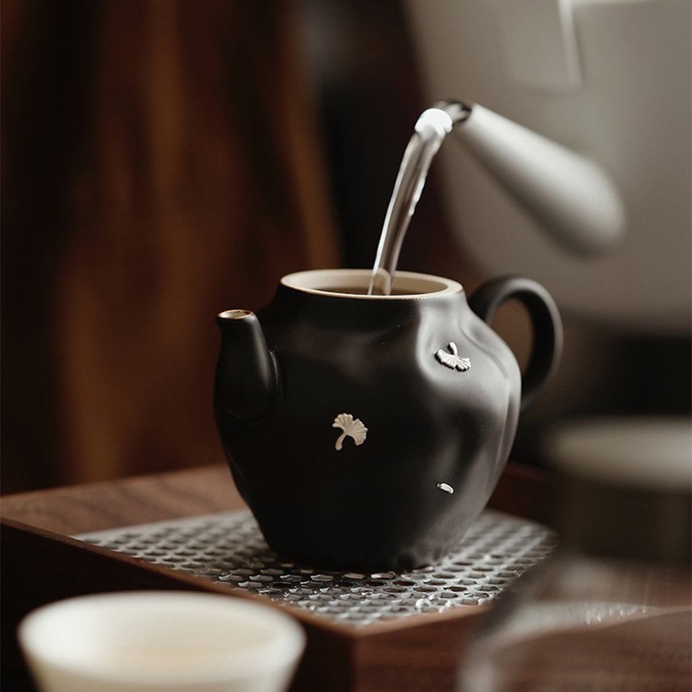 Handmade Black Ceramic Chinese Teapot - Unique Irregular Design for Gongfu Tea Brewing | Perfect for Tea Ceremonies, Home Decor & Gift Giving