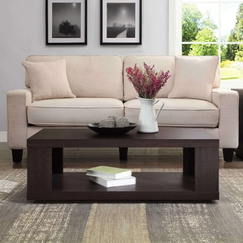 Walnut Cage Center Table - Rustic Wood Coffee Table for Living Room, Farmhouse Decor, Sturdy & Stylish Home Furniture