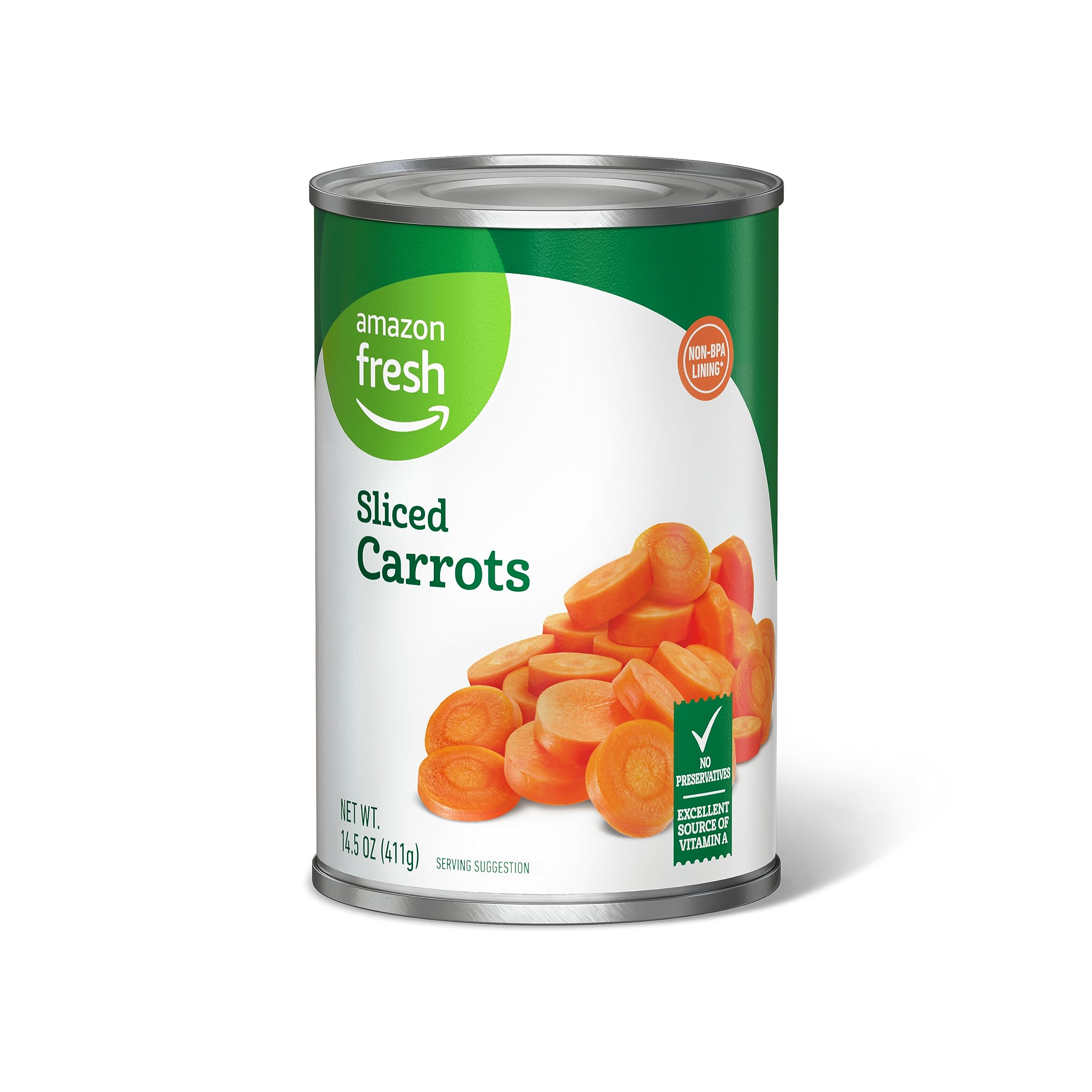 Amazon Fresh Canned Sliced Carrots 14.5 Oz - Premium Quality, No Preservatives Added - Perfect for Salads, Soups, and Healthy Meal Prep
