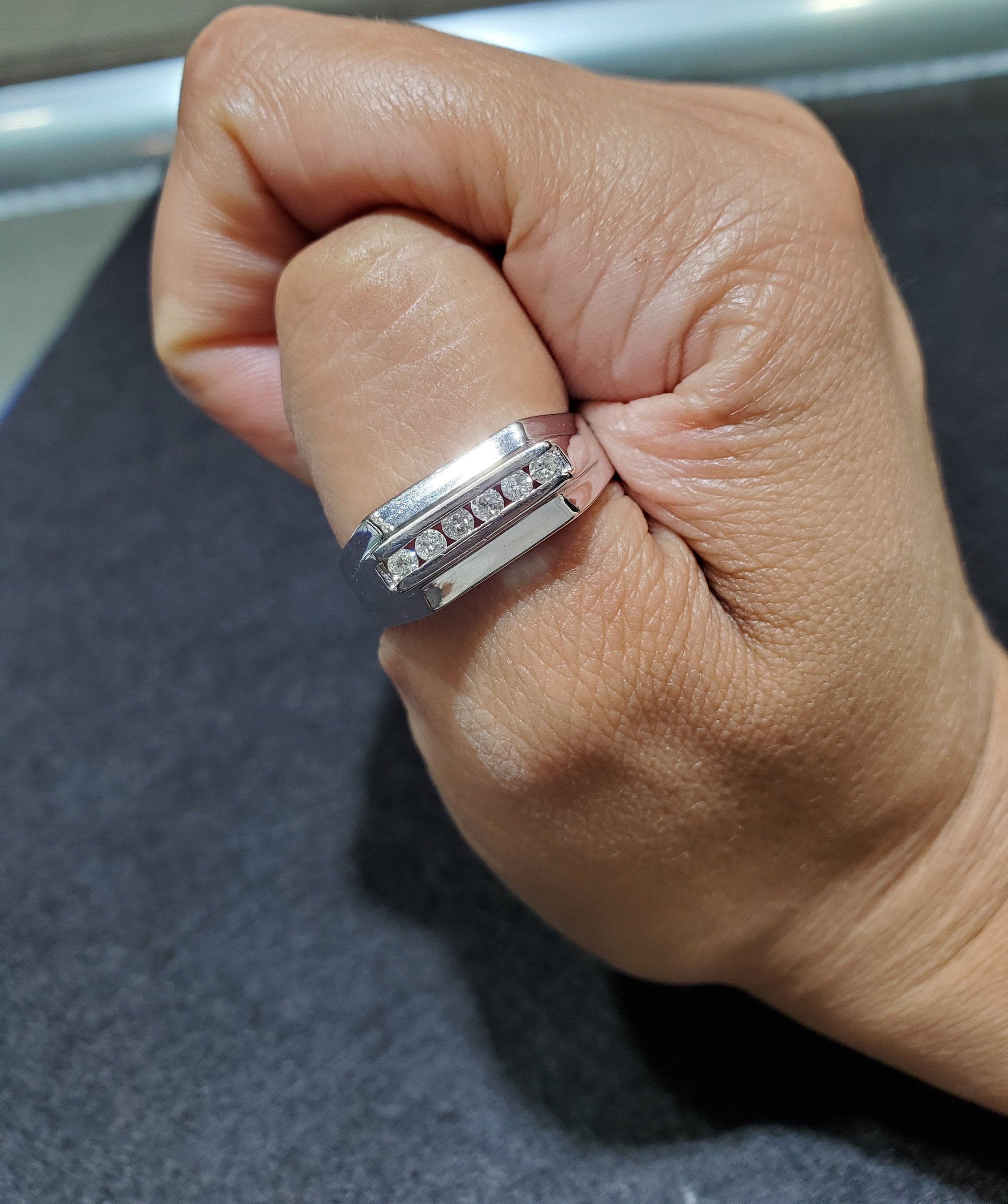 14K White Gold Men's Diamond Wedding Band - 0.23cttw Classic Solitaire Ring for Engagement, Anniversary & Special Occasions