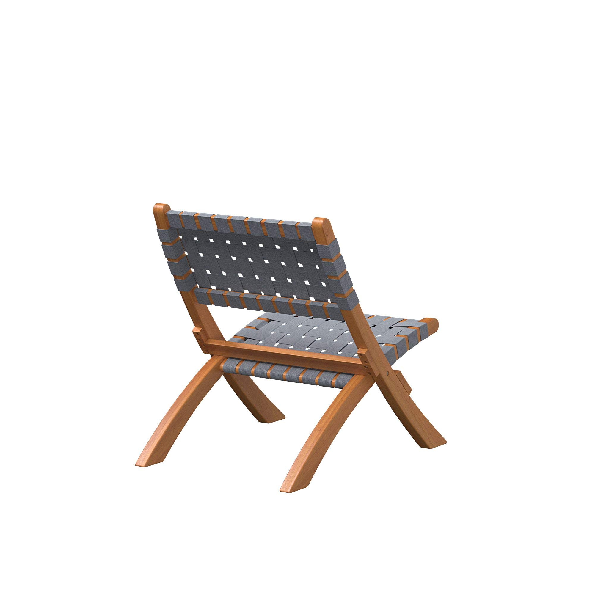 Patio Sense 63637 Sava Folding Chair - Solid Acacia Wood with Woven Seat & Back - Indoor Outdoor Portable Seating for Porch, Lawn, Garden, Fishing & Sporting Events - Gray Webbing - Perfect for Camping, Picnics, and Backyard Relaxation