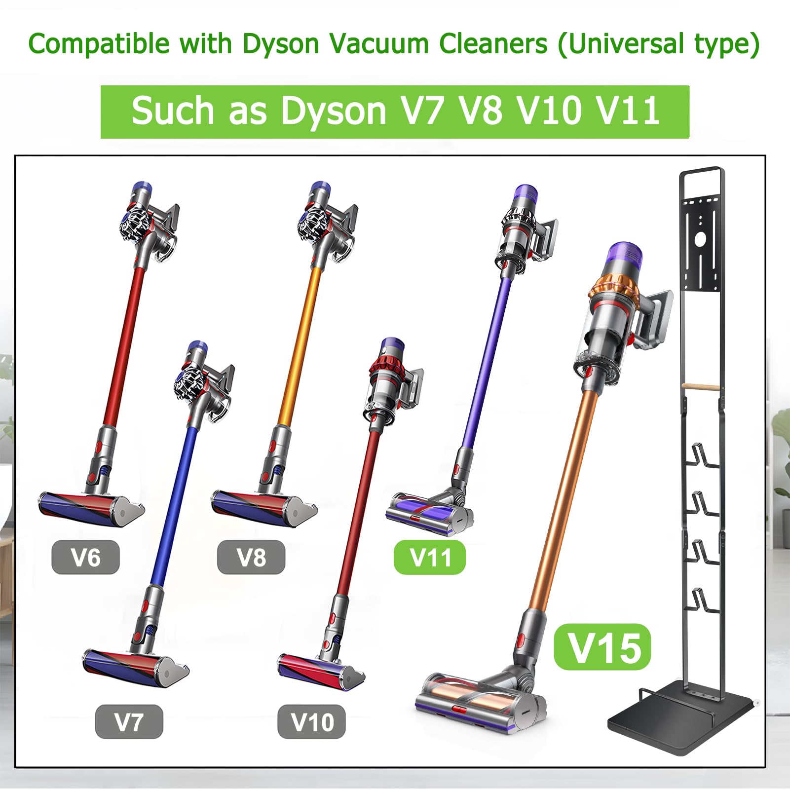 Haturi Metal Vacuum Stand for Dyson V15/V11/V10/V8/V7/V6 & Handheld Models - Durable Vacuum Cleaner Organizer & Storage Rack for Cordless Vacuums | Perfect for Home, Garage & Closet Organization