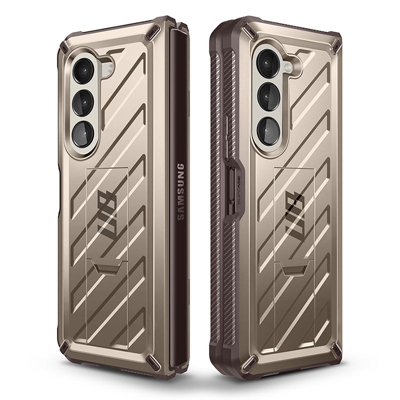 Samsung Galaxy Z Fold5 Unicorn Beetle Pro Kickstand Case with Built-in Screen Protector - Cream | Shockproof Protective Cover for Work, Travel & Everyday Use