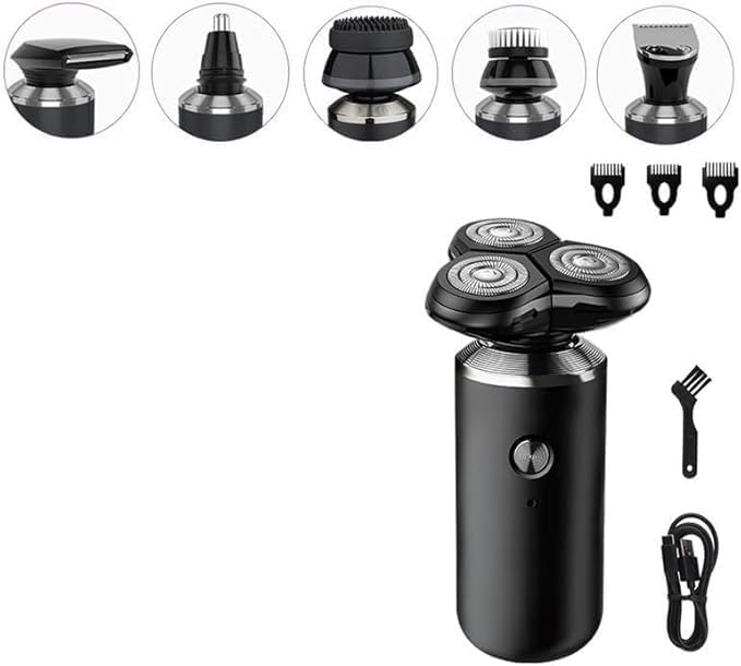 6-in-1 Rechargeable Electric Razor for Men - Wet/Dry Shaver, Beard Trimmer, Nose Hair Clipper & Bald Head Shaver | Perfect for Travel, Home & Gym Grooming
