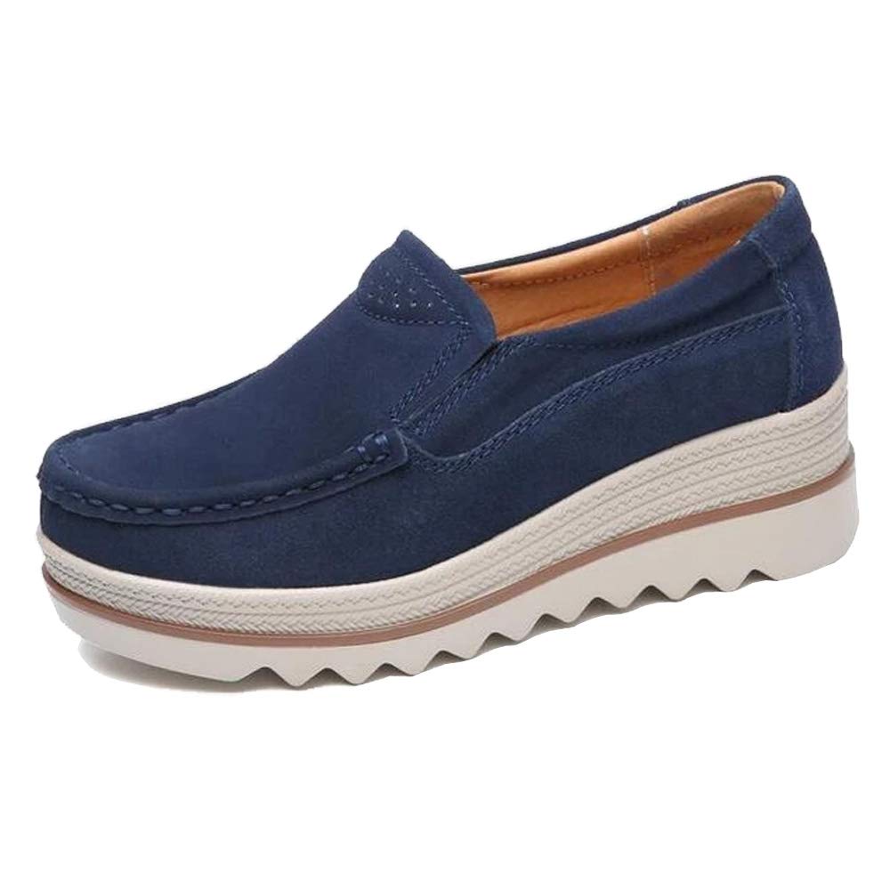 **Women's Comfy Slip-On Platform Loafers - Navy Blue Wedge Shoes for Casual Wear & Work | Free Shipping (Size 6)**    *Perfect for Everyday Comfort, Office Outfits & Weekend Errands*