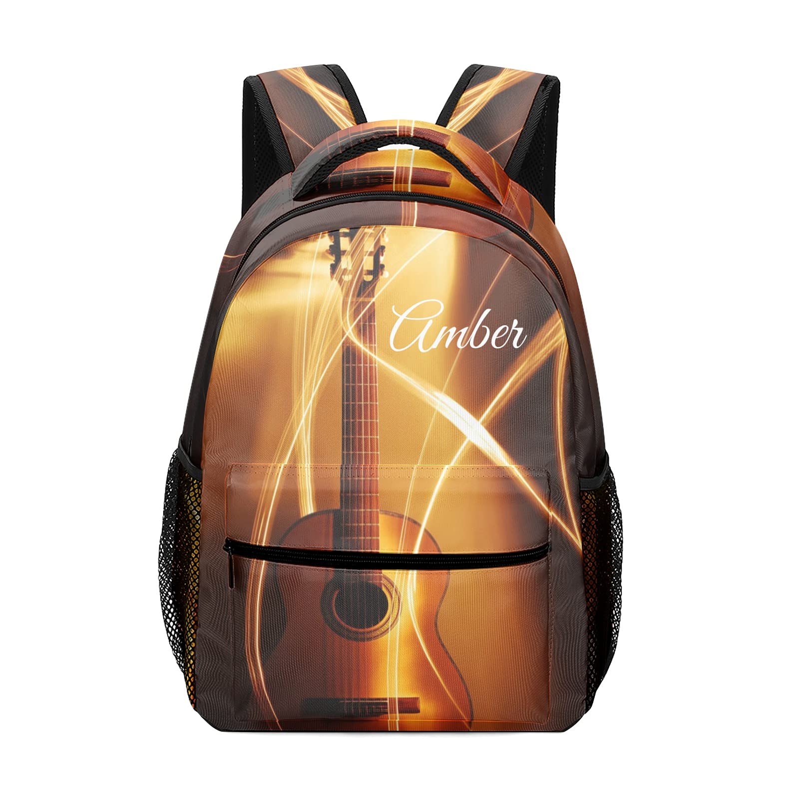 Personalized Abstract Music Violin Backprint Waterproof Backpack for Boys & Girls - Perfect School Bag, Travel Daypack & Gift for Music Lovers
