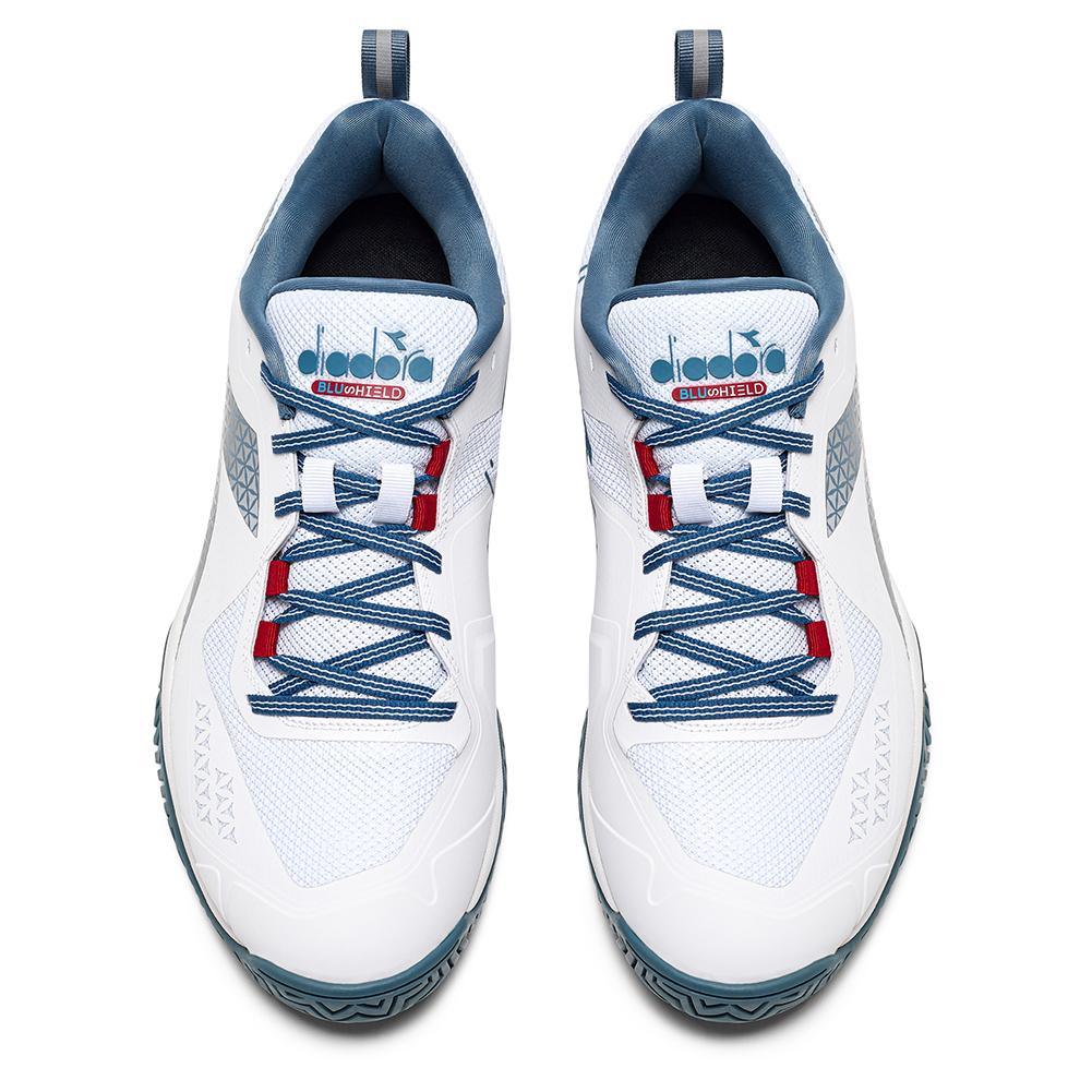 Men's Blushield Torneo 2 AG Tennis Shoes - White & Oceanview Color - Lightweight & Durable for Competitive Play & Court Training