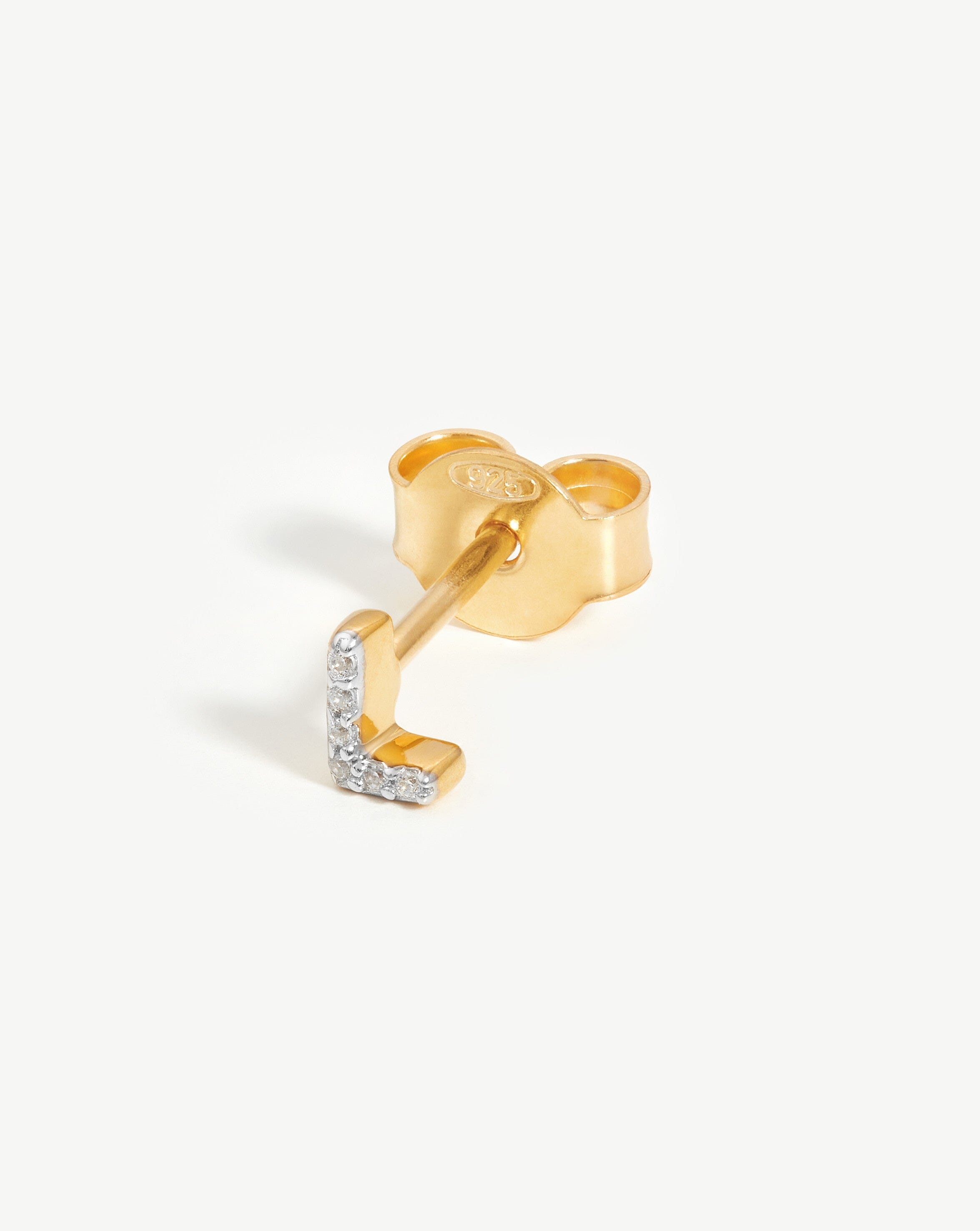Pave Initial Single Stud Earring - 18k Gold Vermeil & Cubic Zirconia Monogram Jewelry | Personalized Gift for Women, Birthday, Anniversary | Everyday Elegance & Special Occasion Wear
