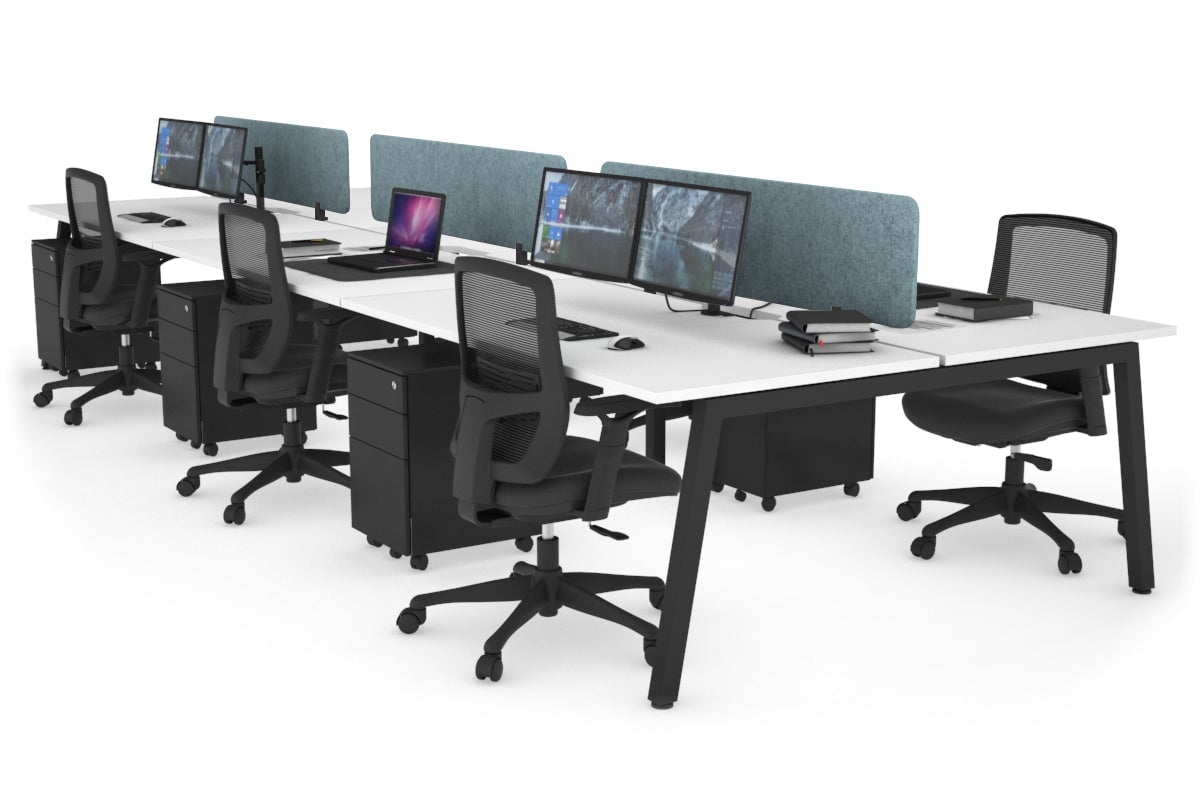 Quadro 6-Person Office Workstation Desk - 1800L x 800W with Cable Management Scallop | Modern Office Furniture for Team Collaboration & Workspace Organization