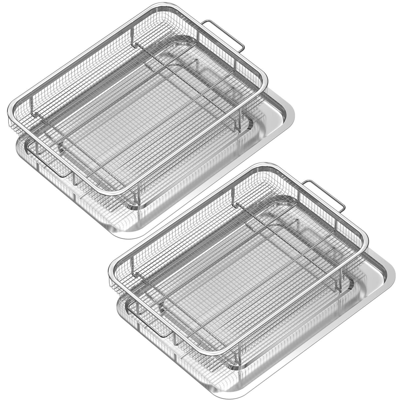 Stainless Steel Air Fryer Basket & Crisper Tray Set for Oven - 15.5
