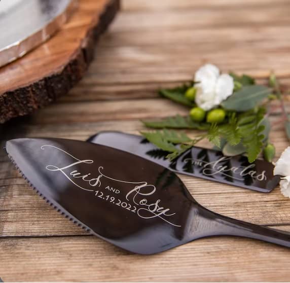 Personalized Wedding Cake Serving Set - Custom Engraved Stainless Steel Pie Cutting Tools with Knife & Forks (2-Piece Silver Set) - Perfect for Anniversaries, Birthdays, Bridal Showers & Wedding Keepsake Gifts - Ideal for Cake Cutting Ceremonies, Dessert Serving & Special Occasion Celebrations