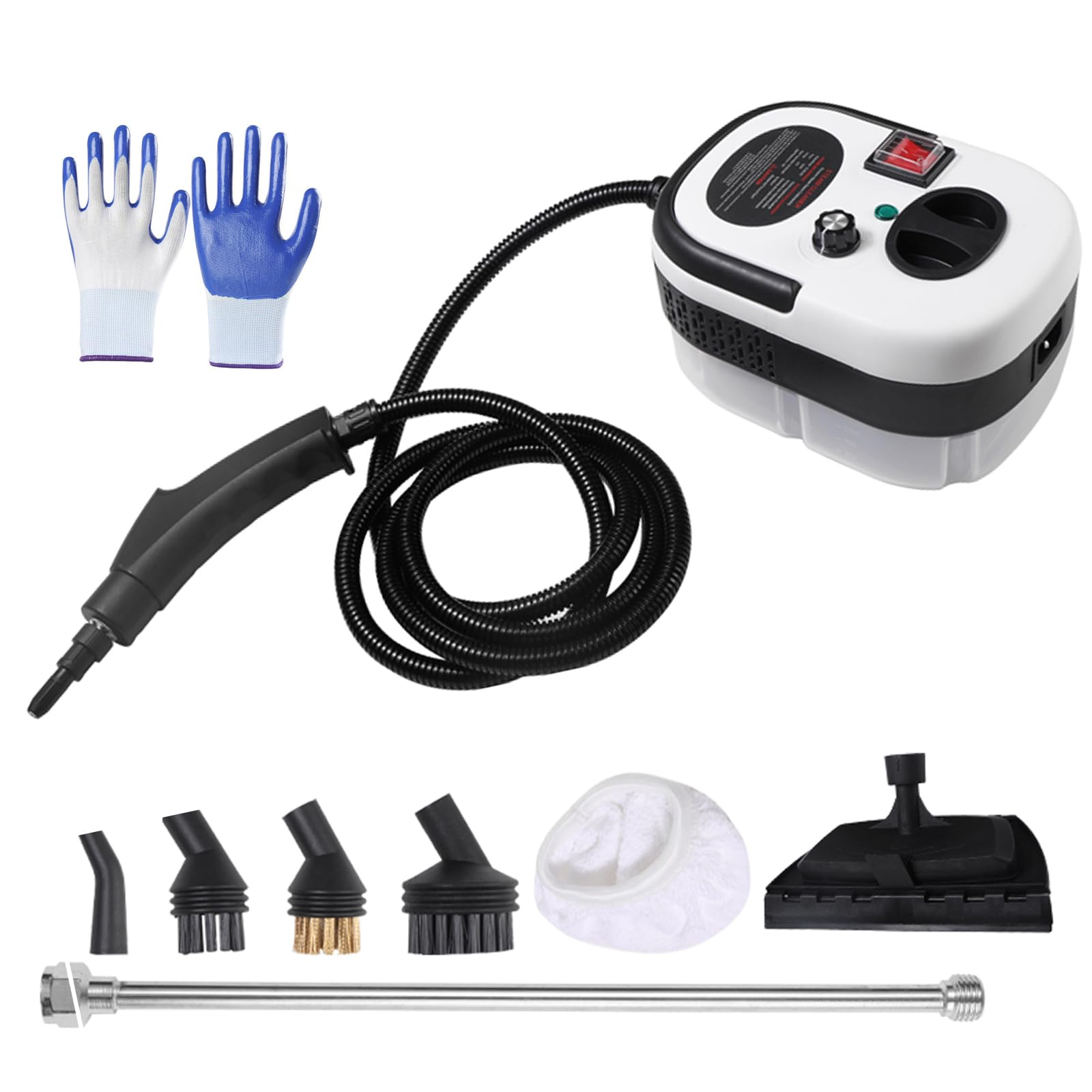 Upgrade 2500W 1200ML Handheld Steam Cleaner with 7 Accessories - High Temperature Pressure Steam Cleaning Machine for Car, Floor, Kitchen, Bathroom, Window & Furniture (White) | Perfect for Deep Cleaning, Sanitizing & Stain Removal