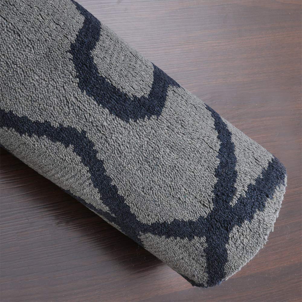 Hand Knotted Wool Geometric Area Rug 9'x12' - Modern Light Blue Blue Rectangle Handmade Medium Pile Rug for Living Room, Bedroom, Office | Durable & Stylish Home Decor (N00533)