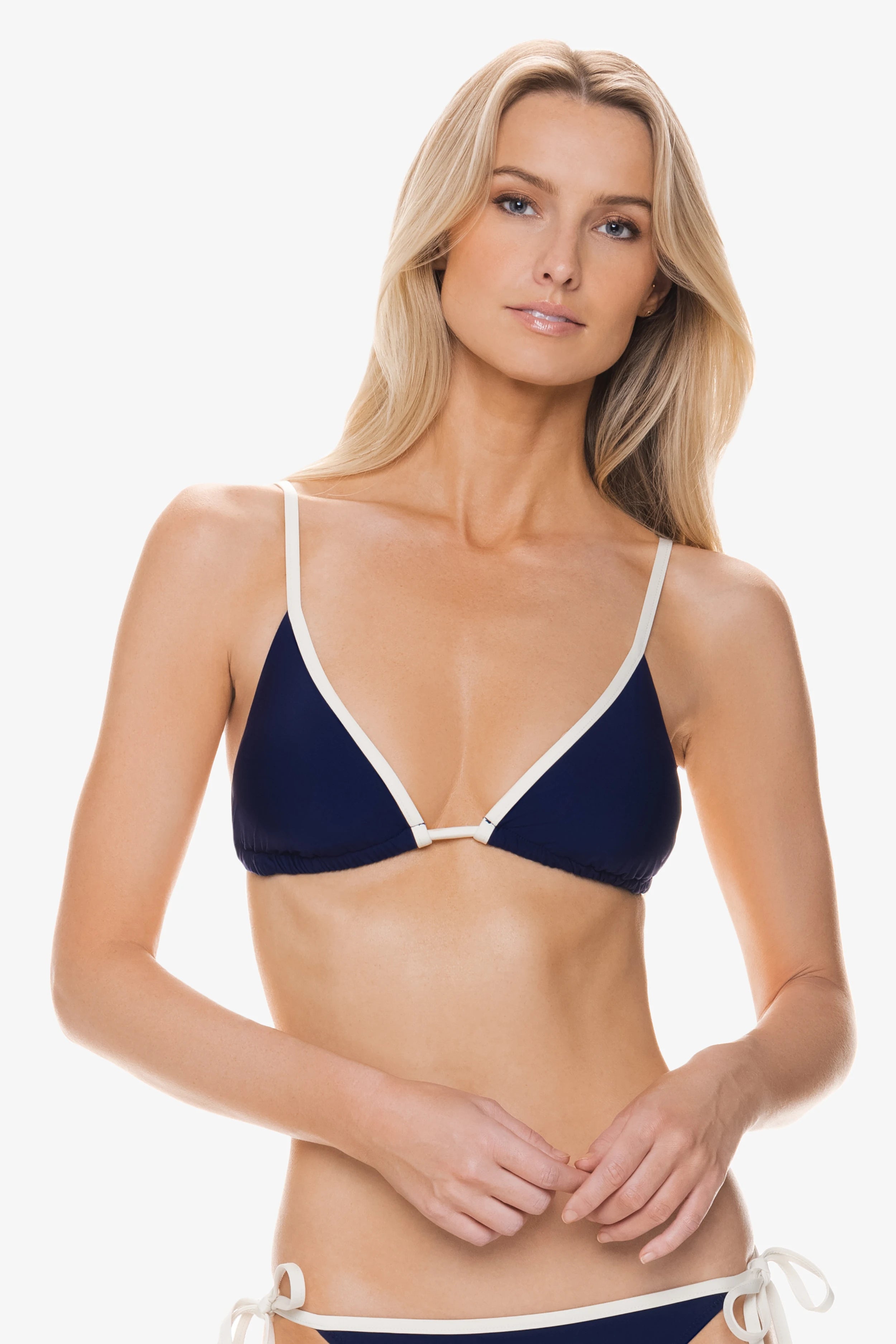 Strappy Over The Shoulder String Top for Women - Navy & Ivory - Perfect for Beach, Summer Outfits & Casual Wear