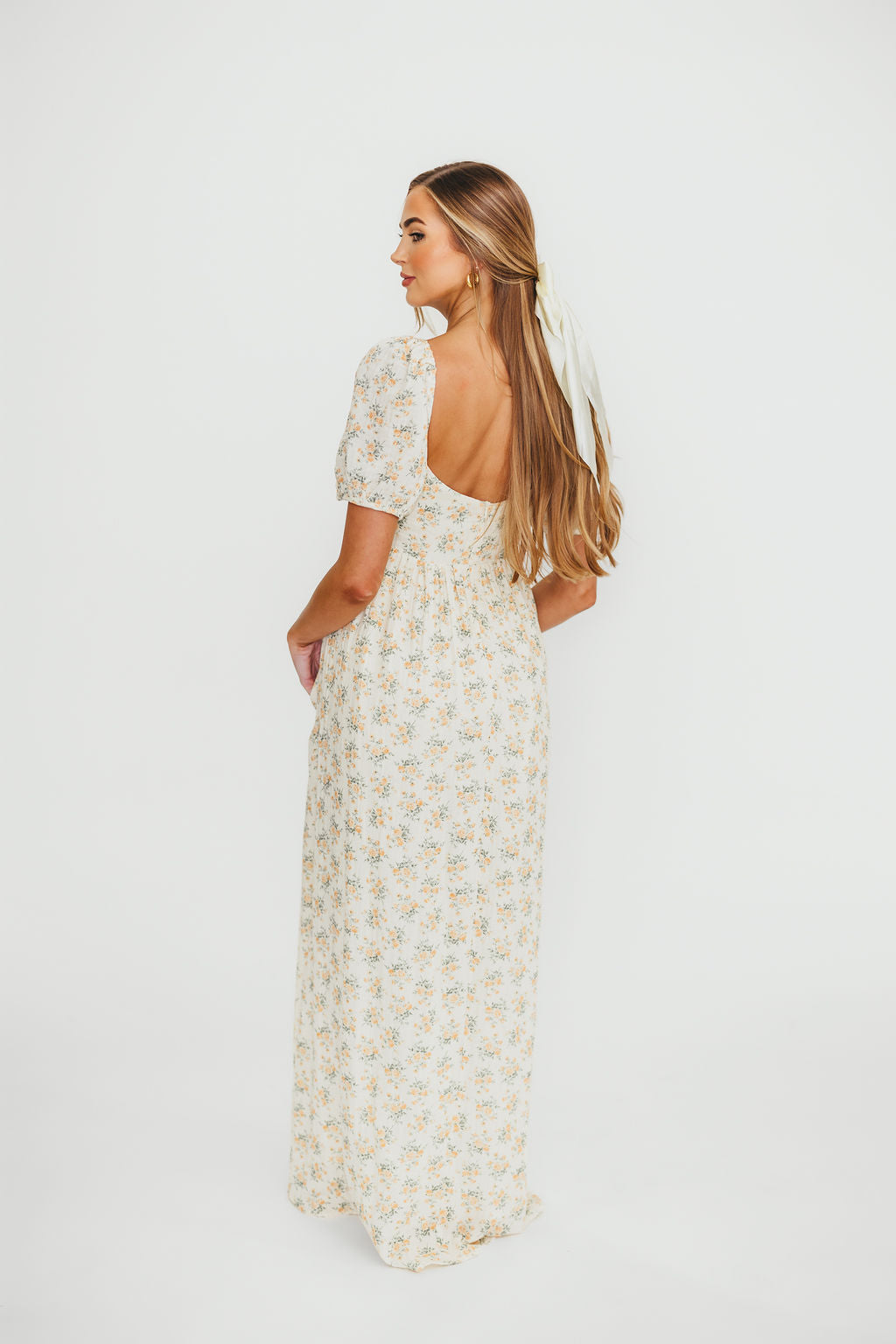 Haven 100% Cotton Tie Front Maxi Dress - Orange/Green Floral Print, Bump Friendly Maternity Dress for Women | Perfect for Summer Beach Vacations, Date Nights & Baby Showers