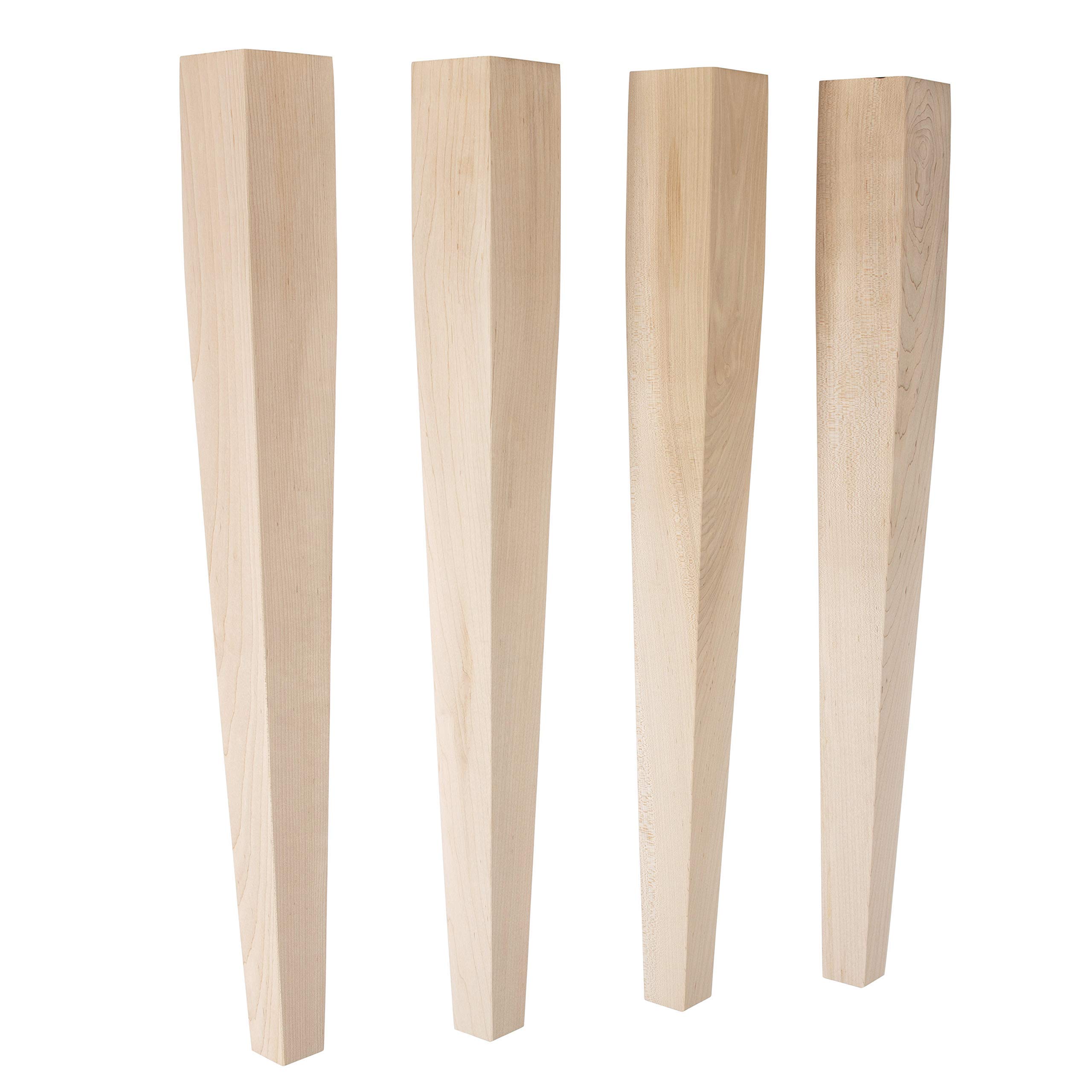 CAROLINA LEG CO. Premium Maple Wood Tapered Dining Table Legs - Handcrafted in USA - 3x3x29 Inches - Set of 4 Solid Wood Furniture Legs - Perfect for Farmhouse, Rustic & Modern Dining Tables