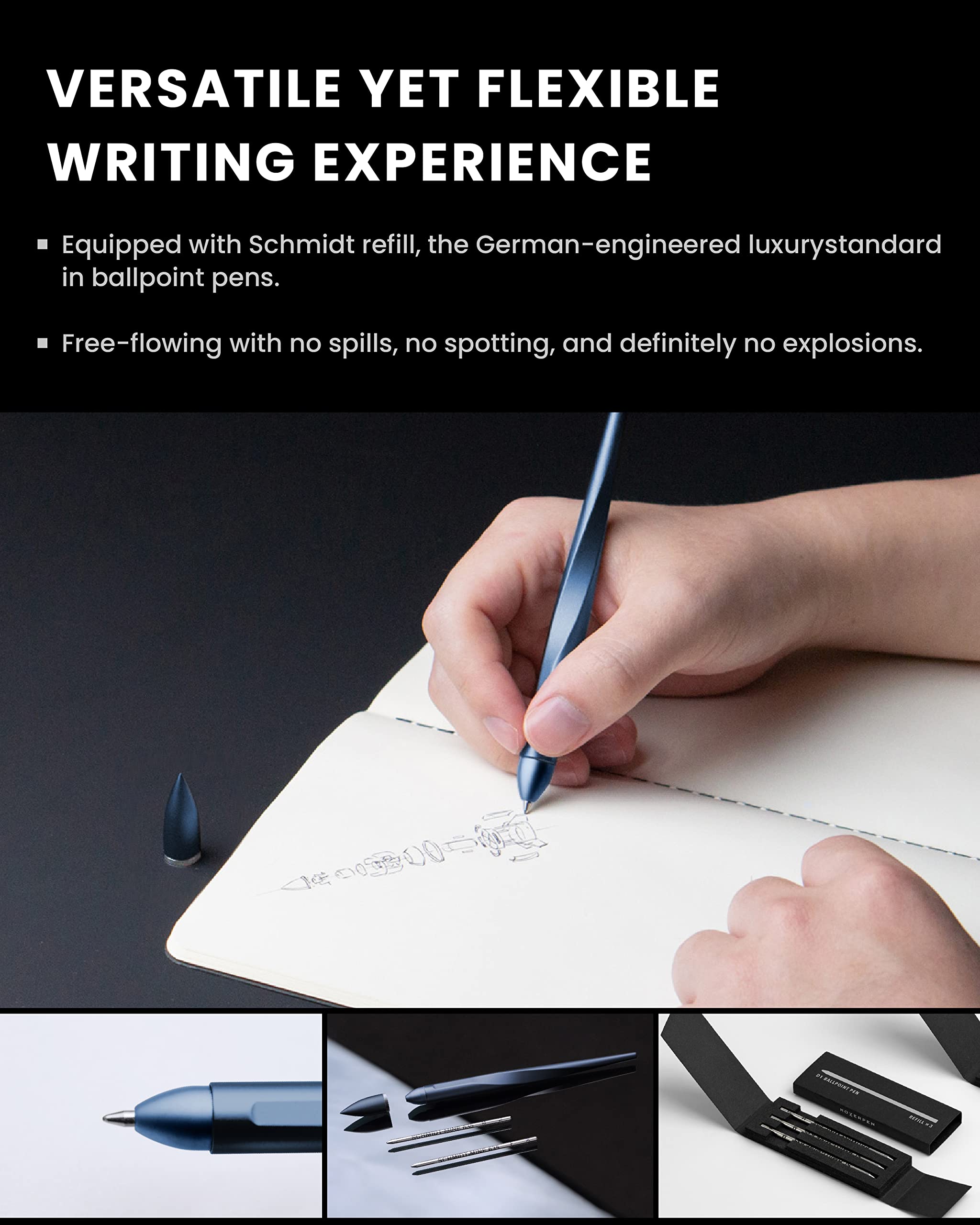 Novium Hoverpen Interstellar Edition - Premium Executive Pen with Aerospace Alloy Construction, Smooth Free-Spinning Mechanism, Unique Futuristic Design - Perfect Gift for Men & Women (Neptune Blue) - Ideal for Business Meetings, Corporate Gifts & Luxury Writing