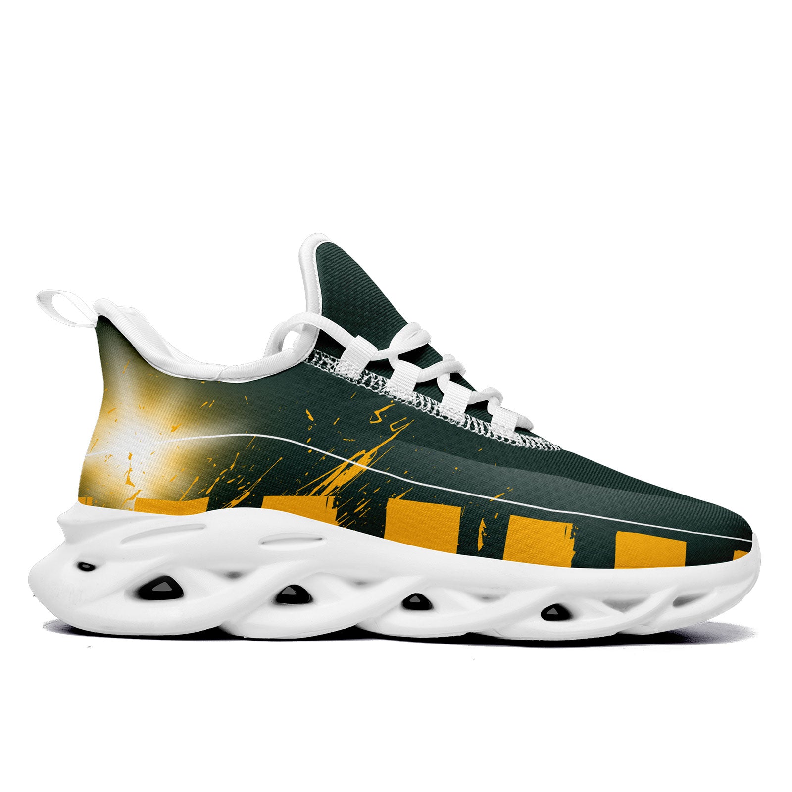 Custom Green & Yellow Green Bay Packers MaxSoul Sneakers - Personalized Basketball Shoes FN003 D020260 Size 13 for Men - Perfect for Game Day & Fan Gear Collection