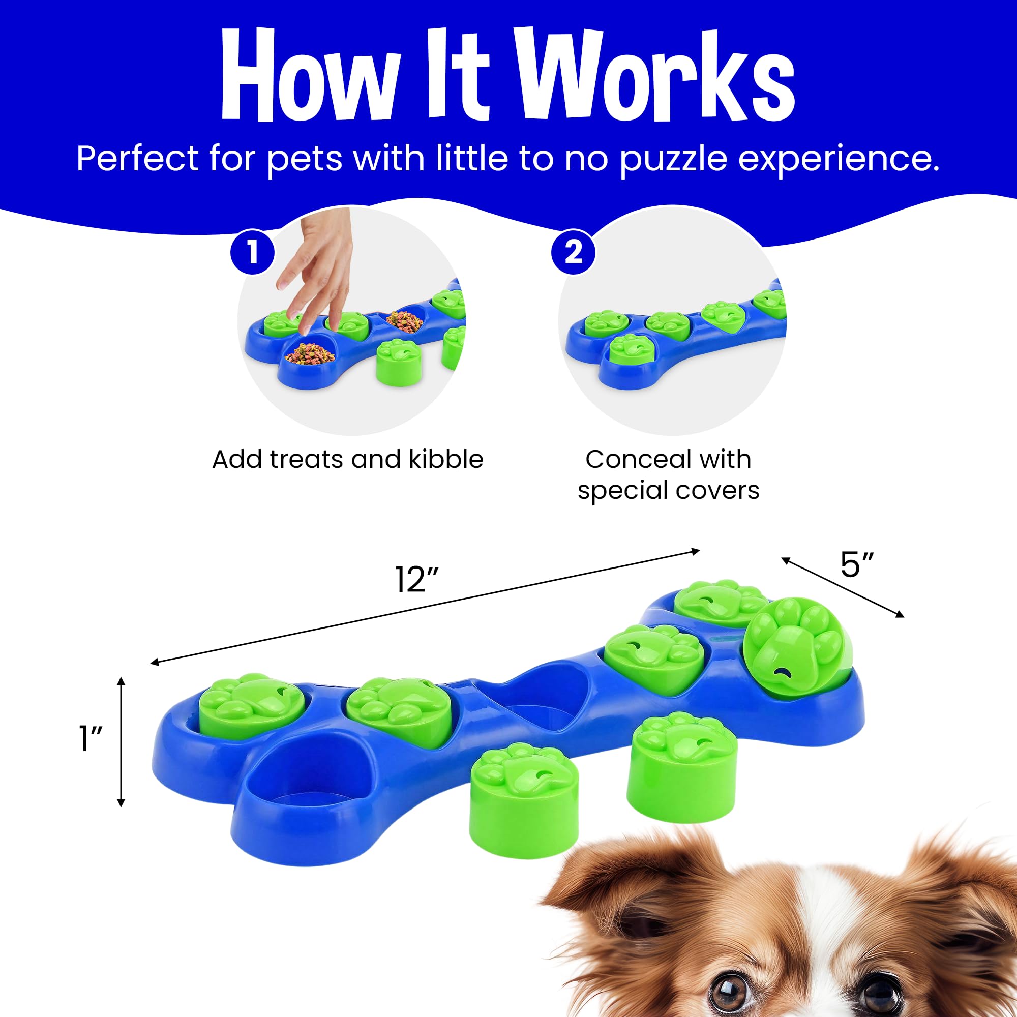 Kats'N Us Interactive Dog Toy & Slow Feeder Bowl - Mental Stimulation Puzzle Toy, Lick Mat for Dogs - Large Breed Mealtime Solution (Blue) | Perfect for Boredom Relief & Anxiety Reduction During Feeding Time