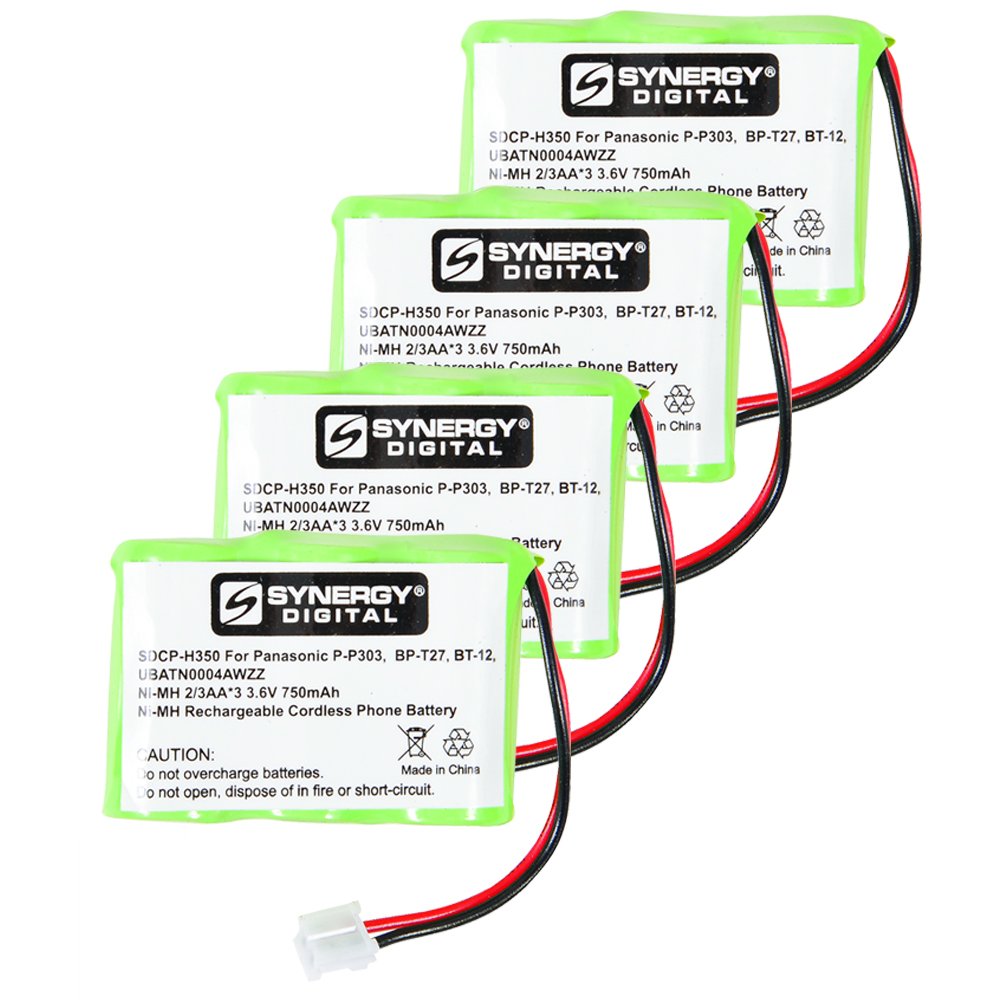 Synergy Digital Cordless Phone Batteries - 4-Pack Ni-MH 3.6V 750mAh Replacement Batteries for AT&T E1812 Cordless Phone | Ultra High Capacity | Perfect for Home & Office Use