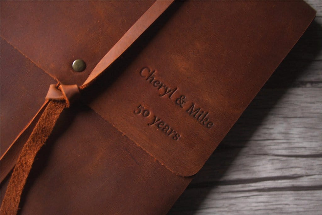 Personalized Leather Family Memory Book Album - Custom Photo Scrapbook for Weddings, Anniversaries & Baby Keepsakes