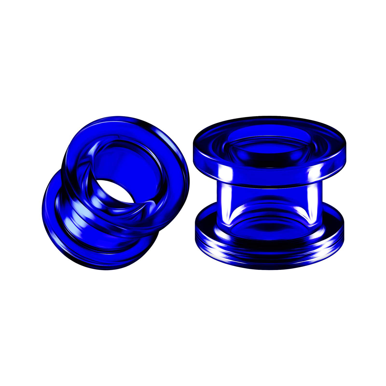 Blue Acrylic Flesh Tunnels - Screw-Fit Ear Plugs for Stretching - Pair of 00G External Piercing Jewelry for Men & Women - Perfect for Daily Wear, Parties and Alternative Fashion