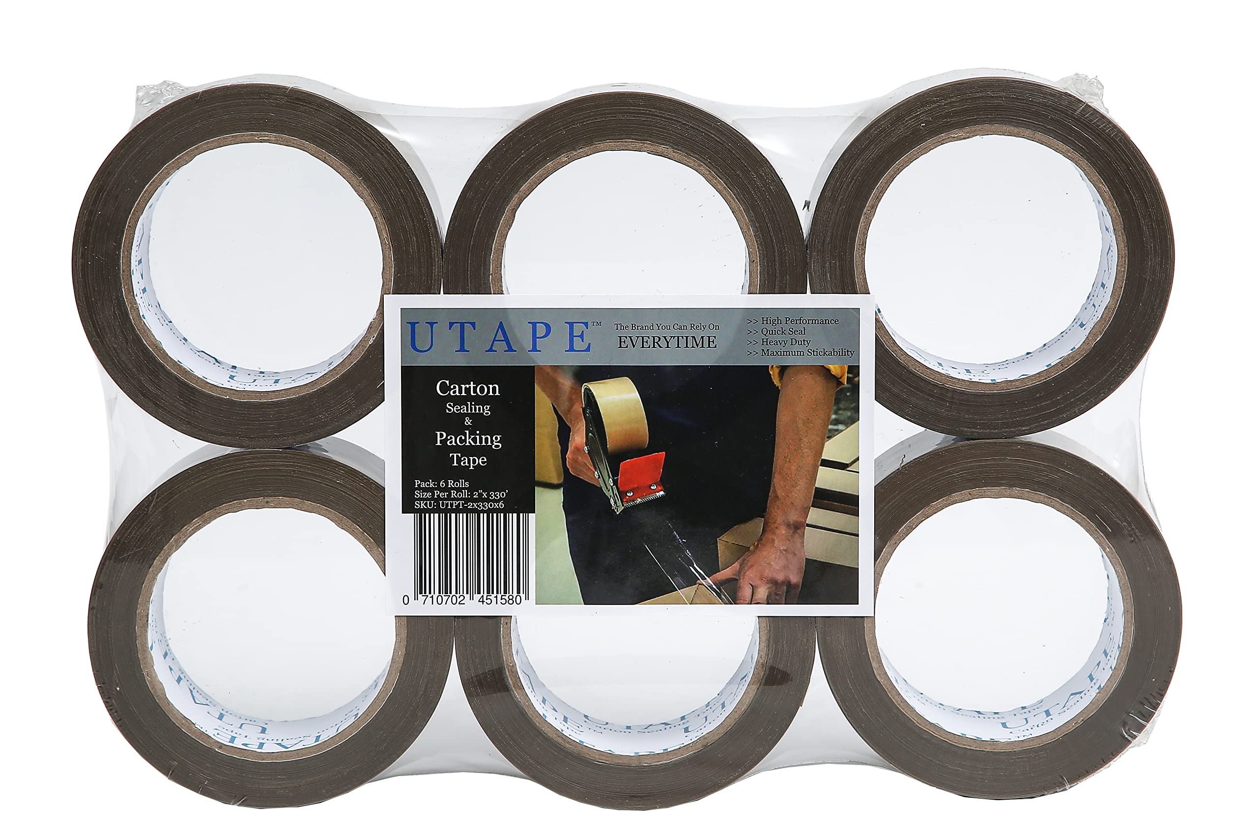 6 Rolls Heavy Duty Brown Packing Tape for Shipping - 2