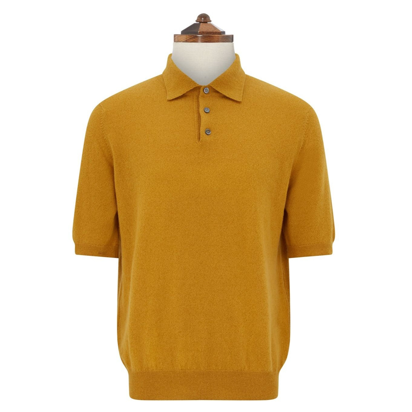 Kirk Ochre Cotton Cashmere Knit Polo Shirt for Men - Soft & Comfortable Casual Wear for Office, Outings & Relaxation