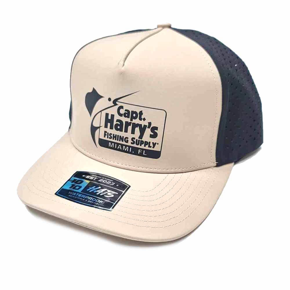 Capt. Harry's Tan/Black Performance 5 Panel Hat - Breathable & Lightweight Baseball Cap for Men - Perfect for Running, Hiking & Outdoor Activities