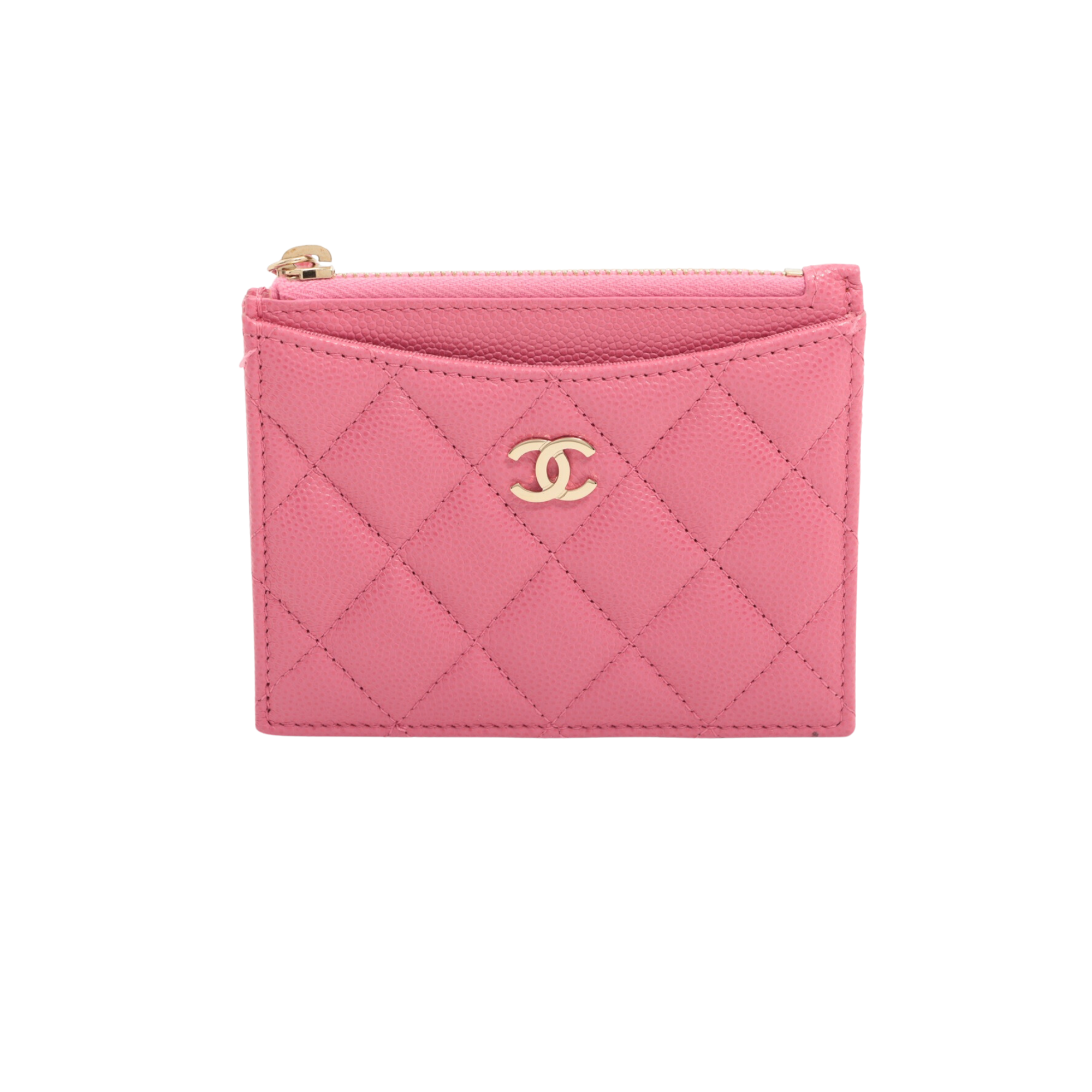 Chanel Pink Caviar Leather Card Holder Wallet - Luxury Compact Credit Card Case for Women, Perfect for Everyday Use & Travel Accessories