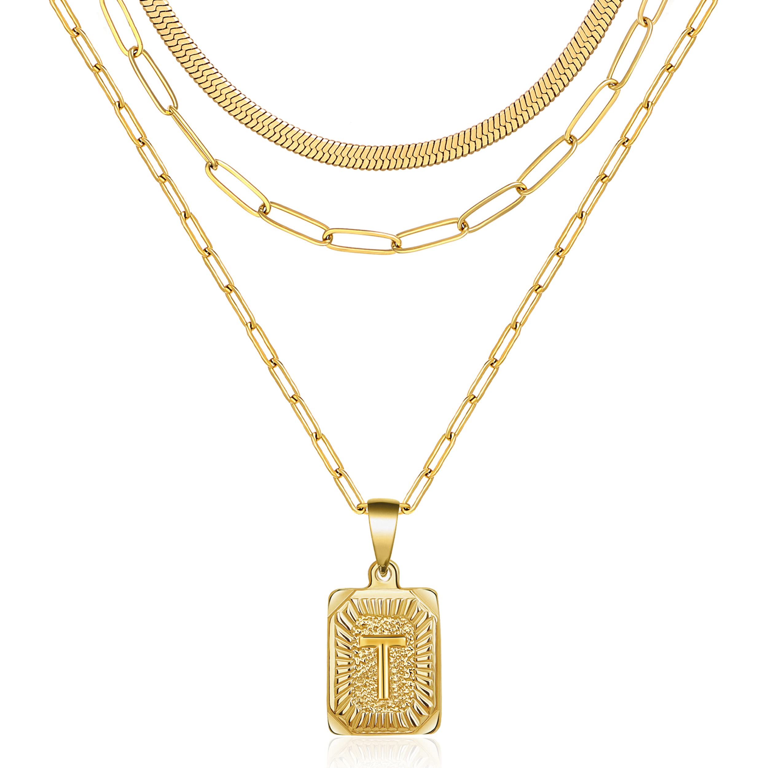 JoycuFF 18K Gold Plated Initial Necklace for Women - Personalized A-Z Dainty Layering Paperclip Link Chain - Perfect Gift for Her, Birthday, Anniversary & Everyday Wear