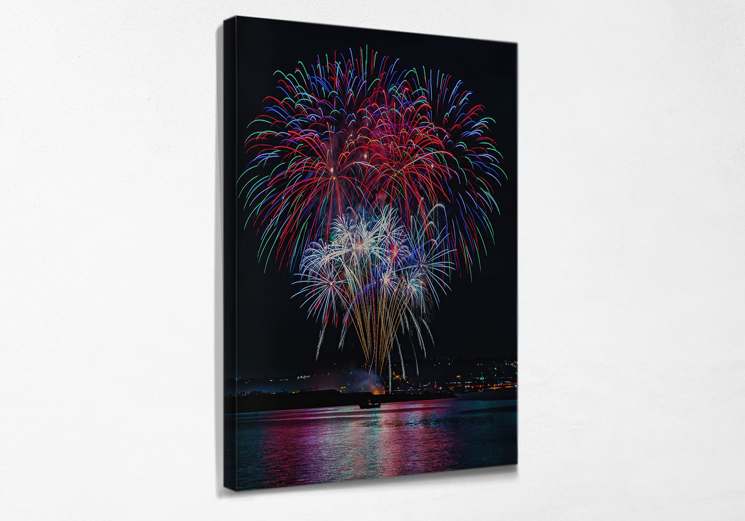 Fireworks Art Canvas Wall Decor - Framed Ready to Hang 15x22 Inch - Modern Home Decor for Living Room, Kitchen, Bedroom - Perfect Gift for Housewarming & Holidays