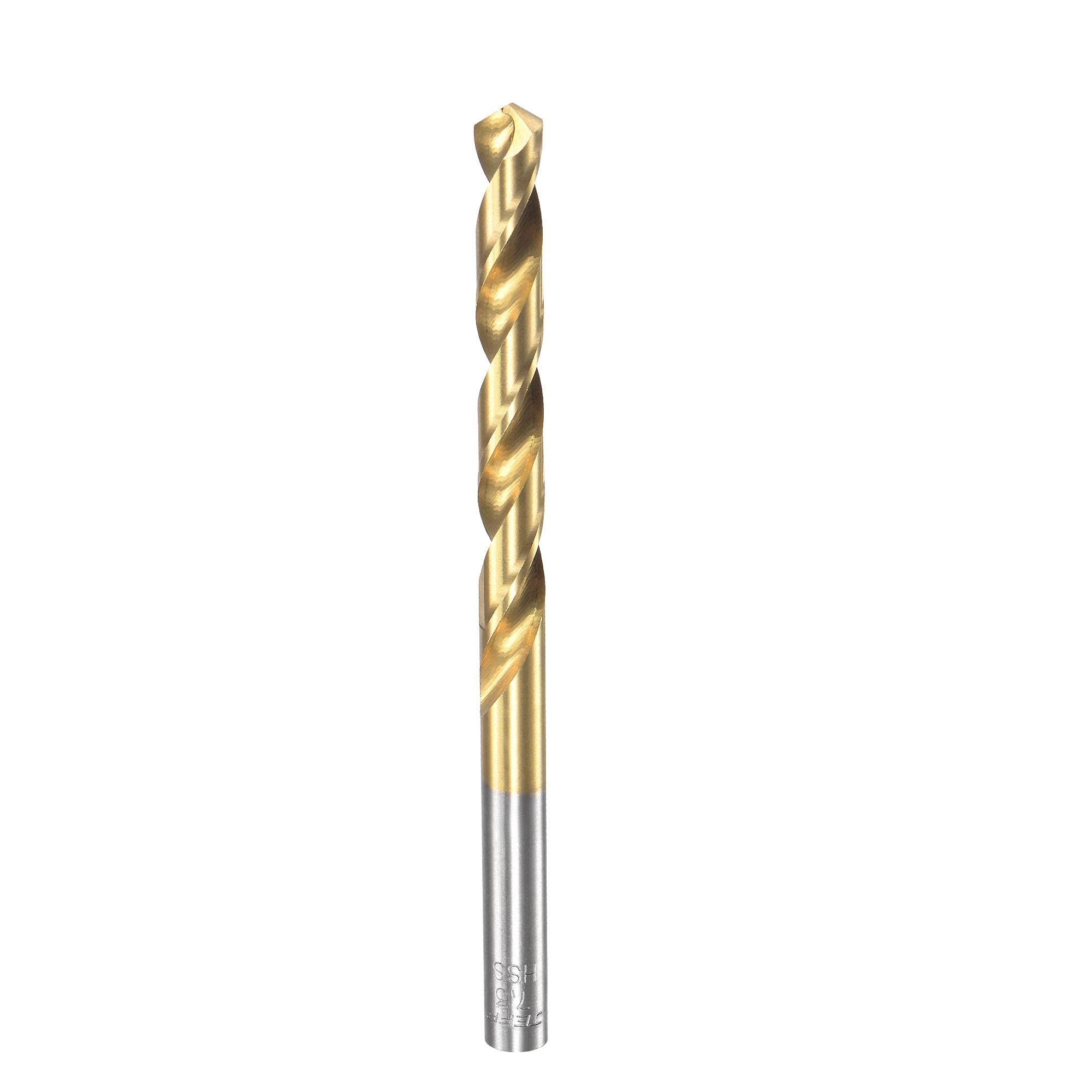 uxcell 7.3mm High Speed Steel Twist Drill Bit - Titanium Coated, 109mm Length, Fully Ground for Metal, Wood & Plastic Drilling | Perfect for DIY Projects & Professional Workshop Use