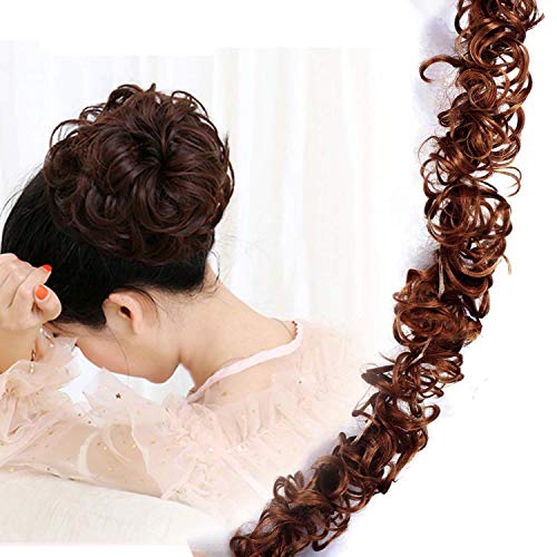 Supermarche Women's Frill Hair Extensions for Ponytail & Bun - 2 Pack Clip-in Hair Extensions (Brown) - Perfect for Parties, Weddings & Everyday Styling